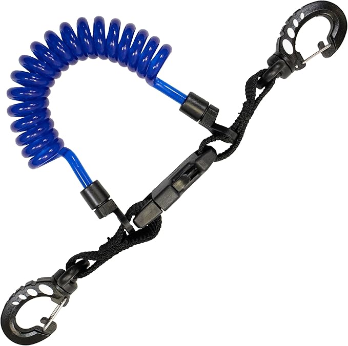 Scuba Diving Shark Coil Lanyard with Snaps and Quick Release Buckles