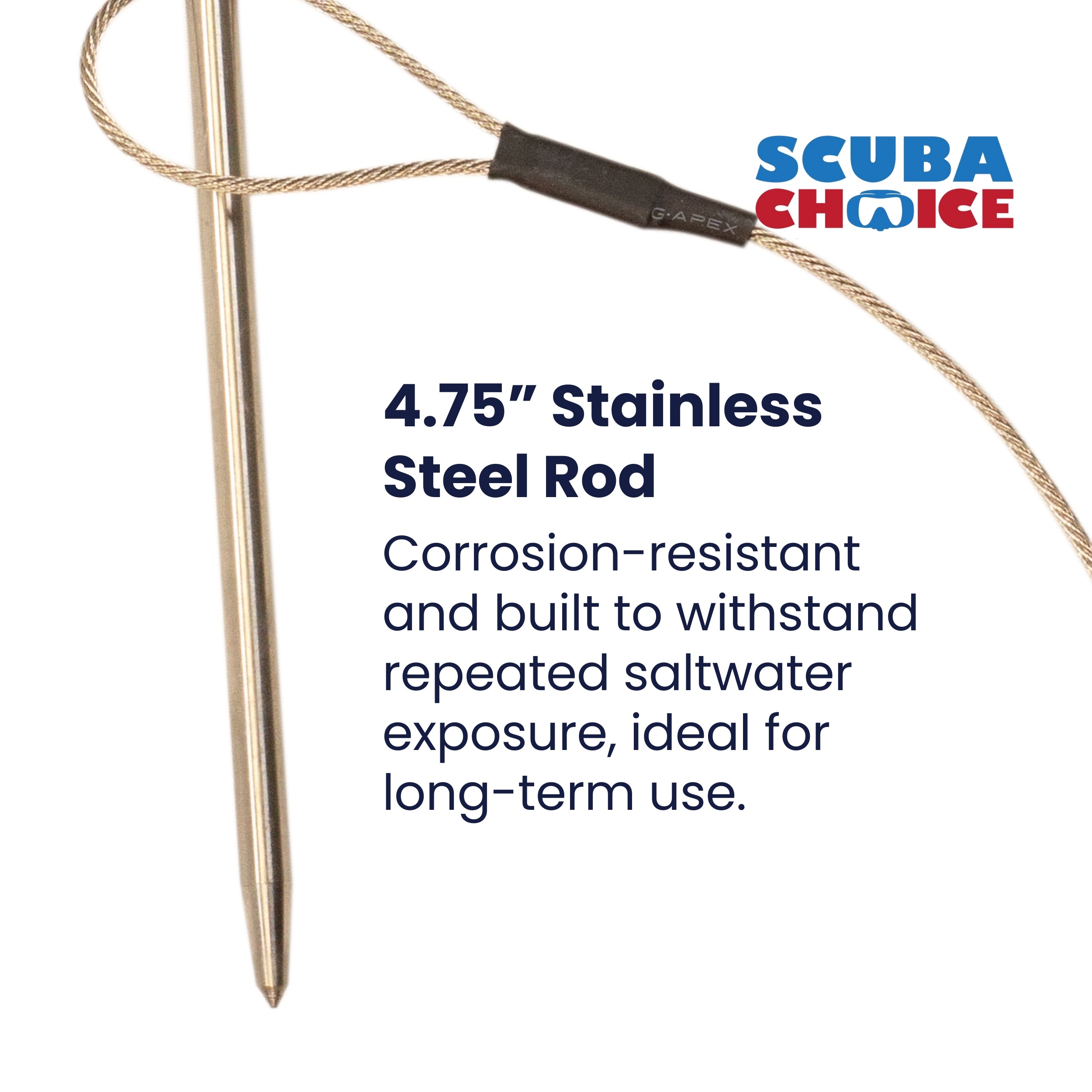 Spearfishing Compact Stainless Steel Fish Stringer Cable & 4.75" Rod