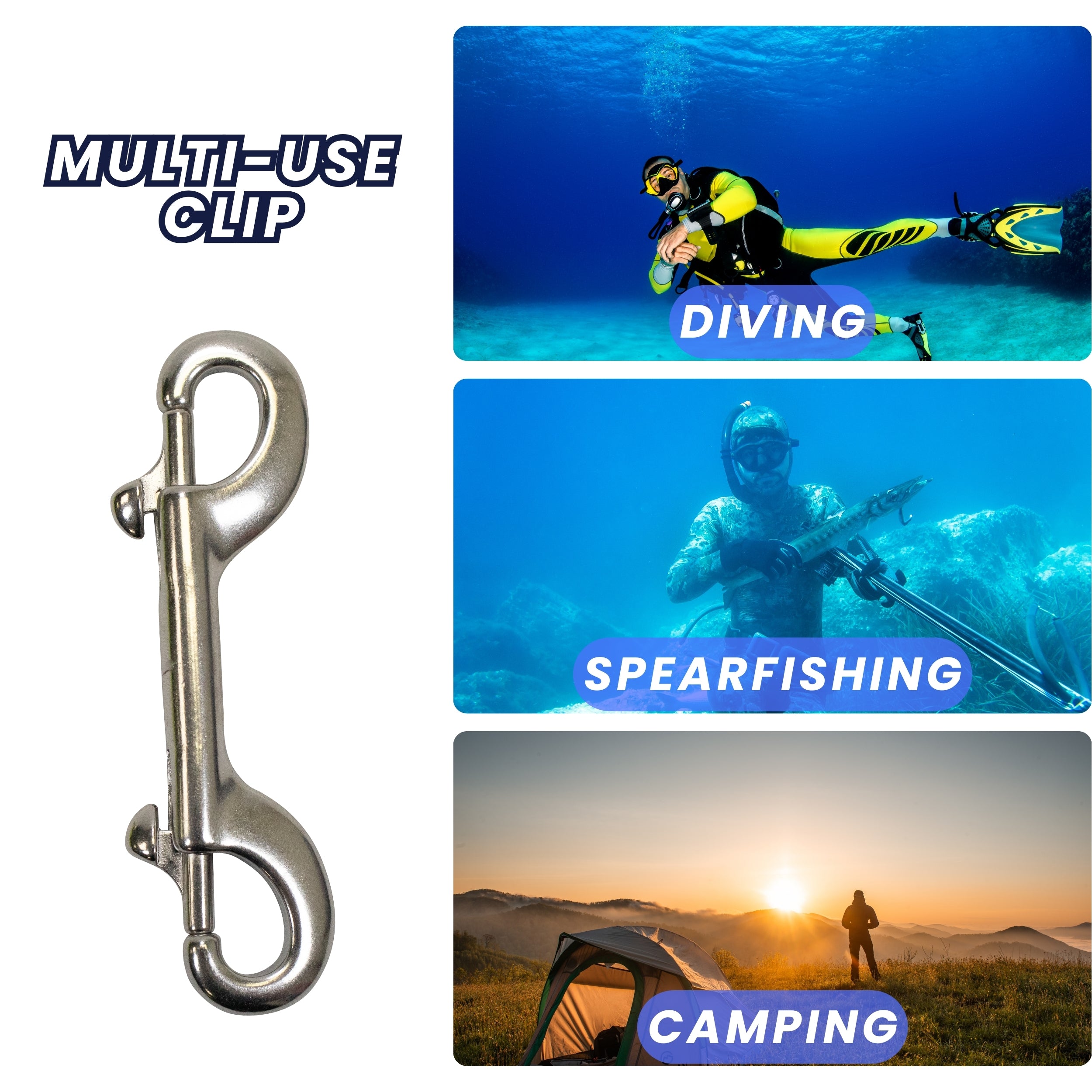 Scuba Dive Deluxe 4" Stainless Steel Double Ended Snap Bolt