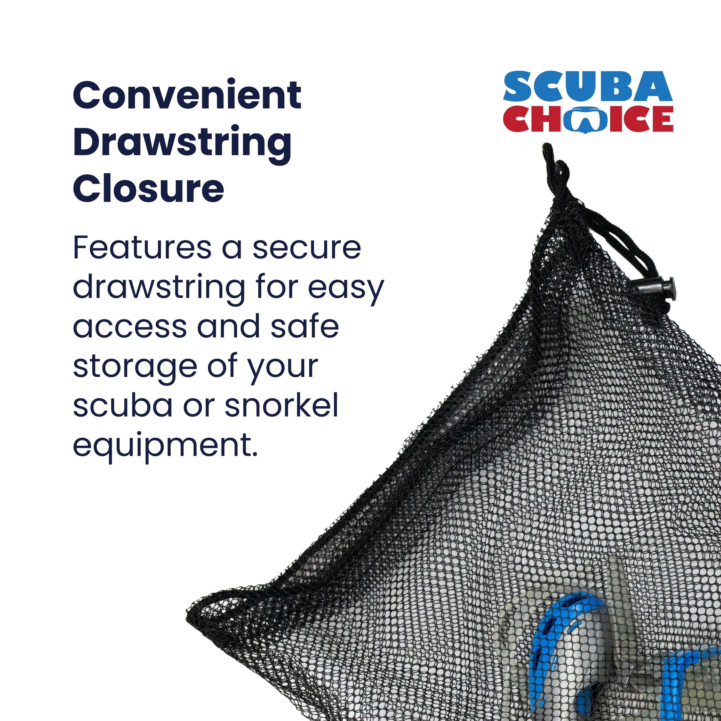 Scuba Diving Snorkeling Drawstring Mesh Bag - 25" x 13"