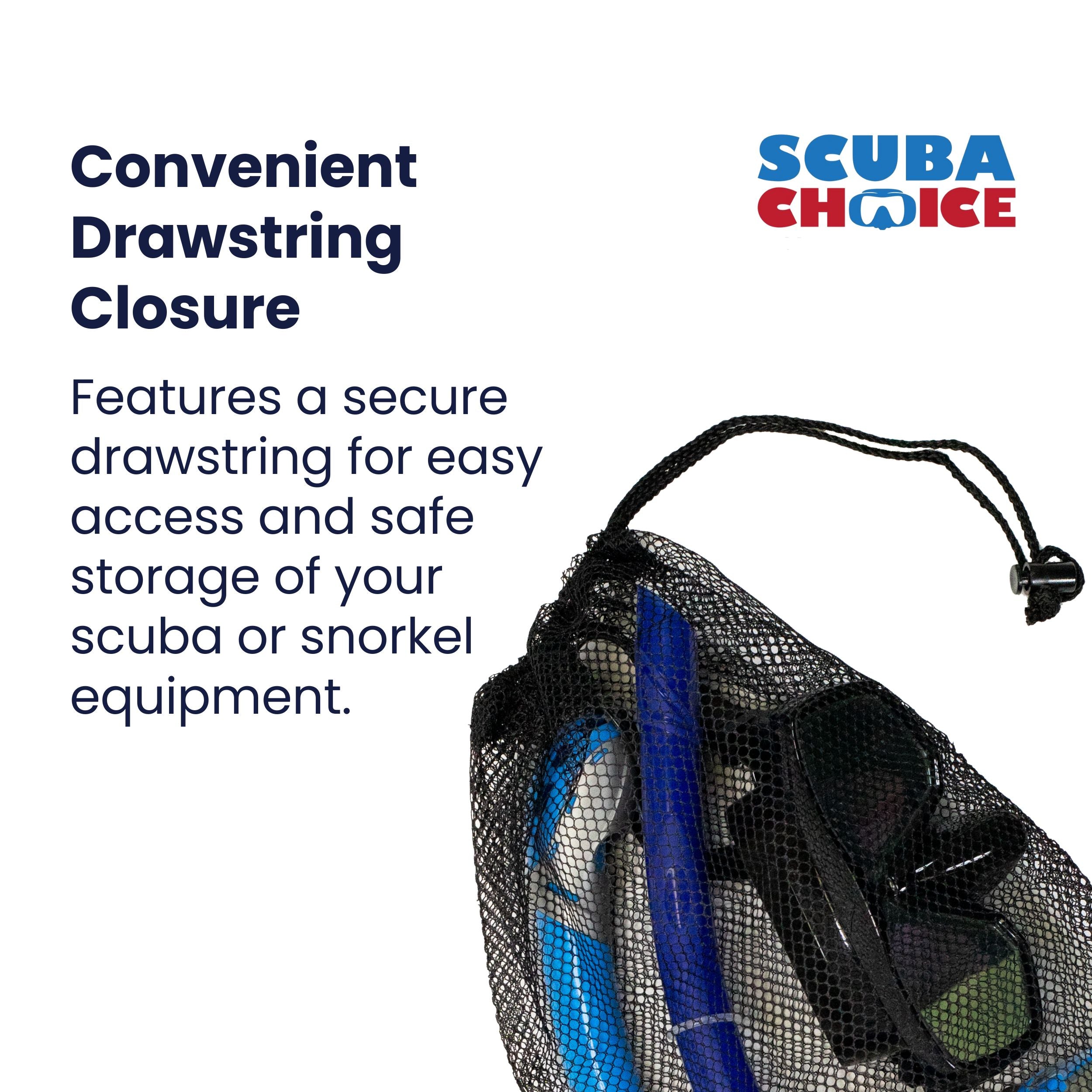 Snorkel Master Snorkeling Drawstring Mesh Bag w/ Blue Bar- 19" x 11.5"