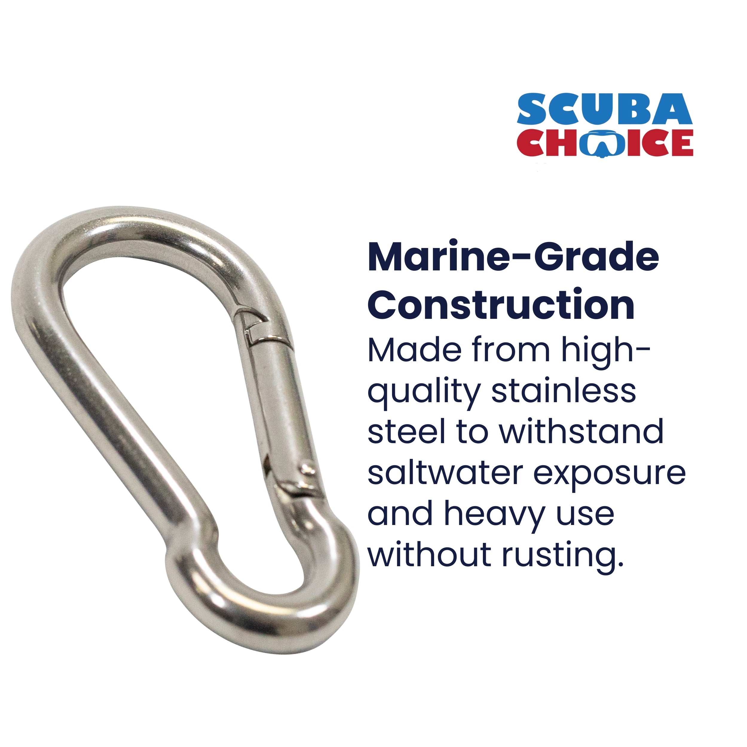 Scuba Boat Marine Clip Stainless Steel Safety Spring Hook Carabiner, 2-3/8"