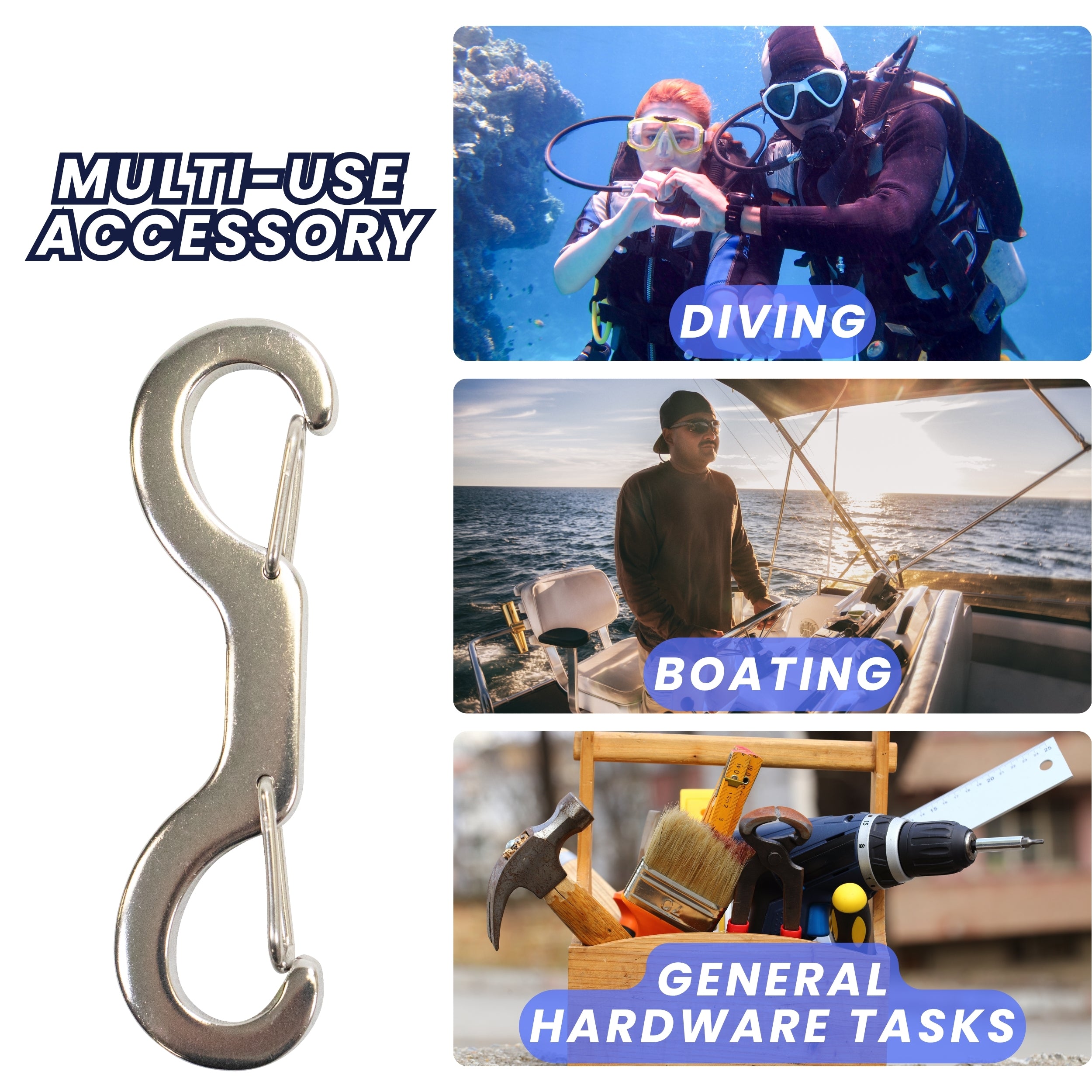 Scuba Dive 4" Stainless Steel Double Ended Snap Bolt