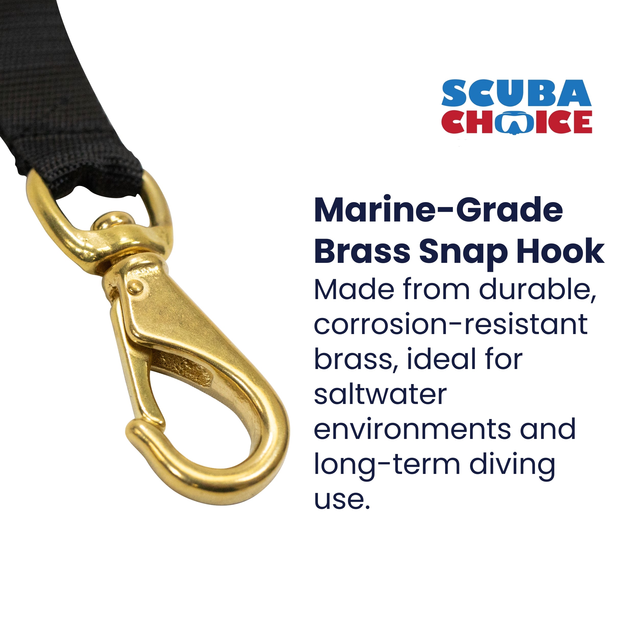Scuba Diving 3-1/2" Brass Snap with Webbing Strap