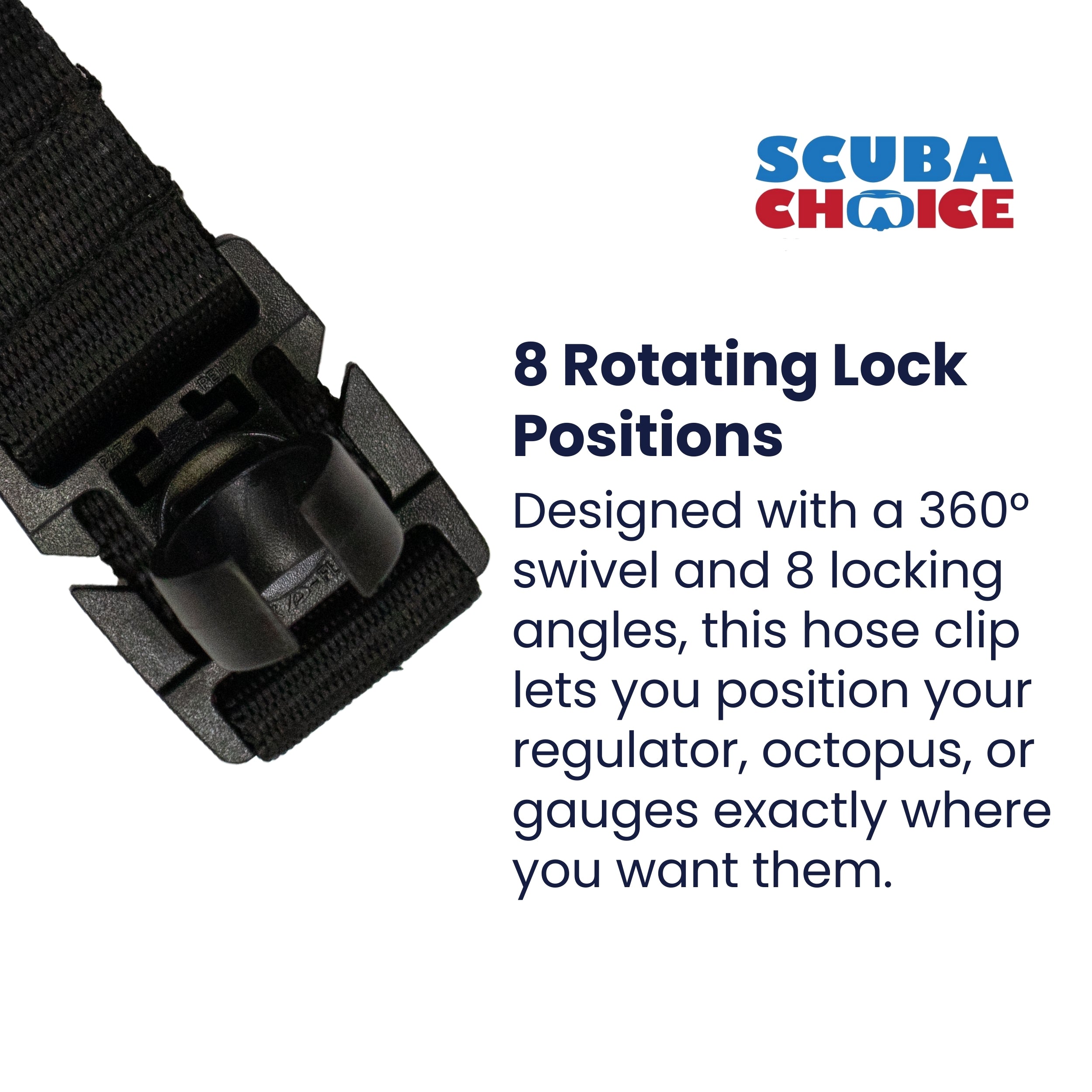 Scuba Diving Dive 8-Position Rotatable Hose Clip