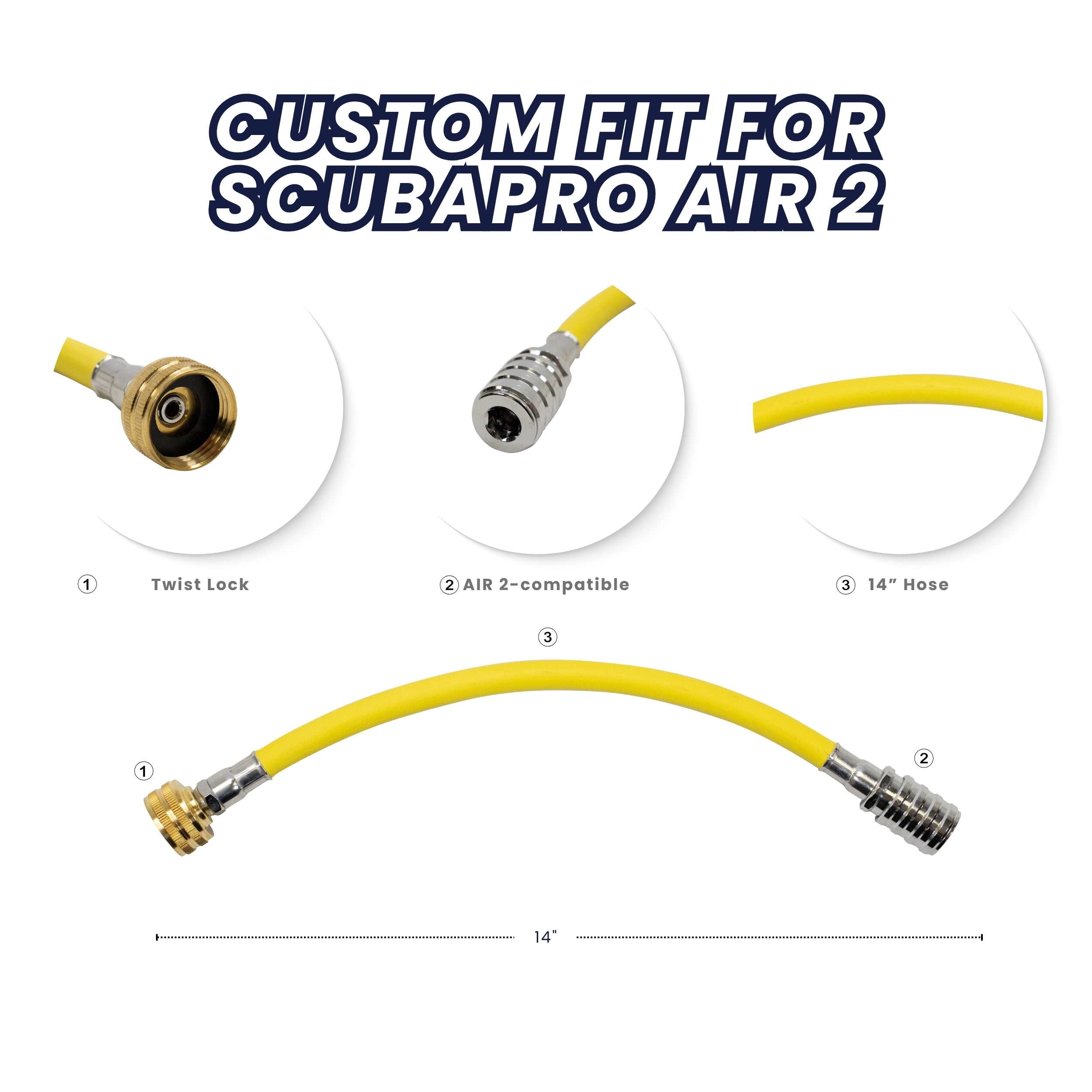 Scuba Diving 14" BCD BC Flush Wash Hose for Scubapro AIR 2