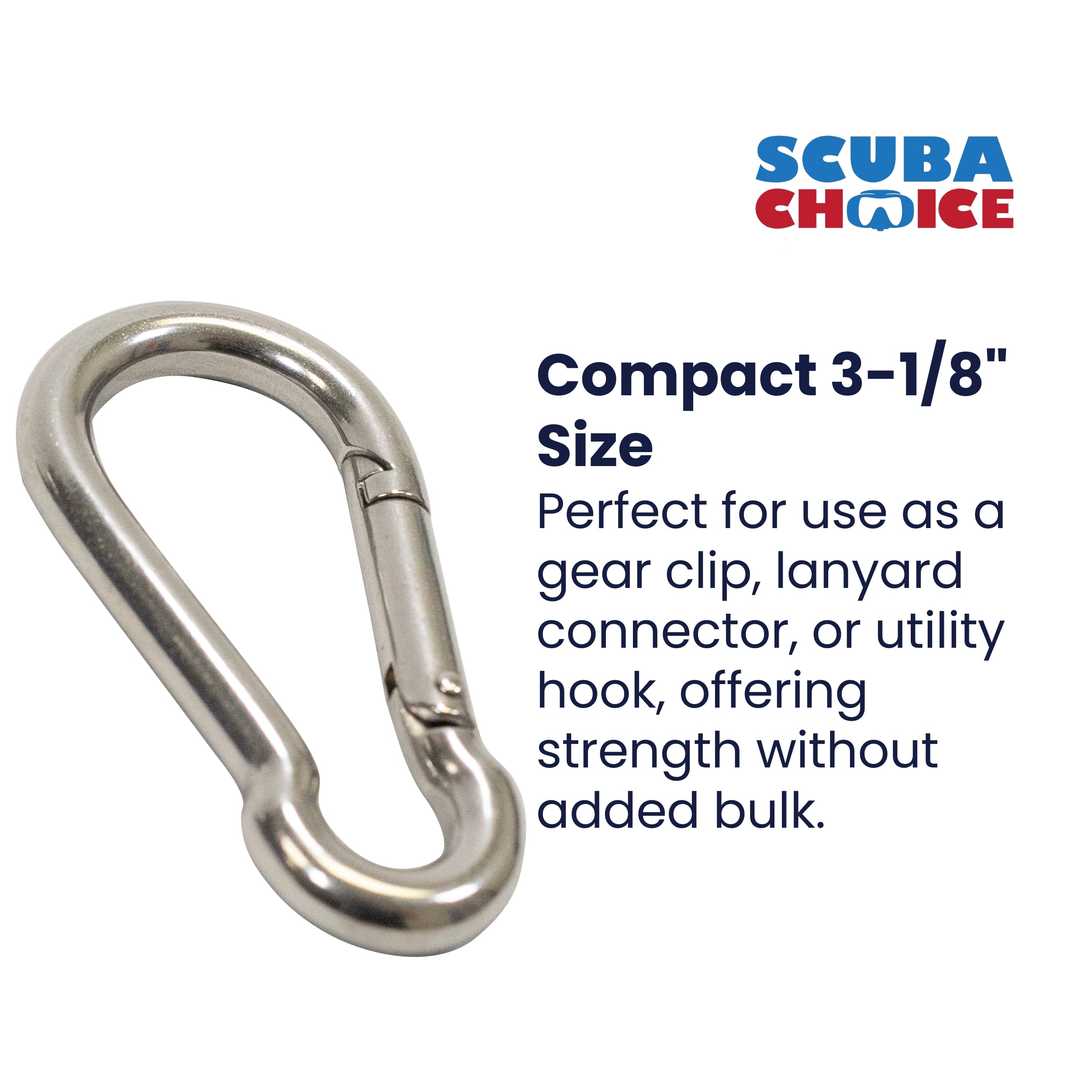 Boat Clip Stainless Steel Safety Spring Hook Carabiner, 3-1/8"