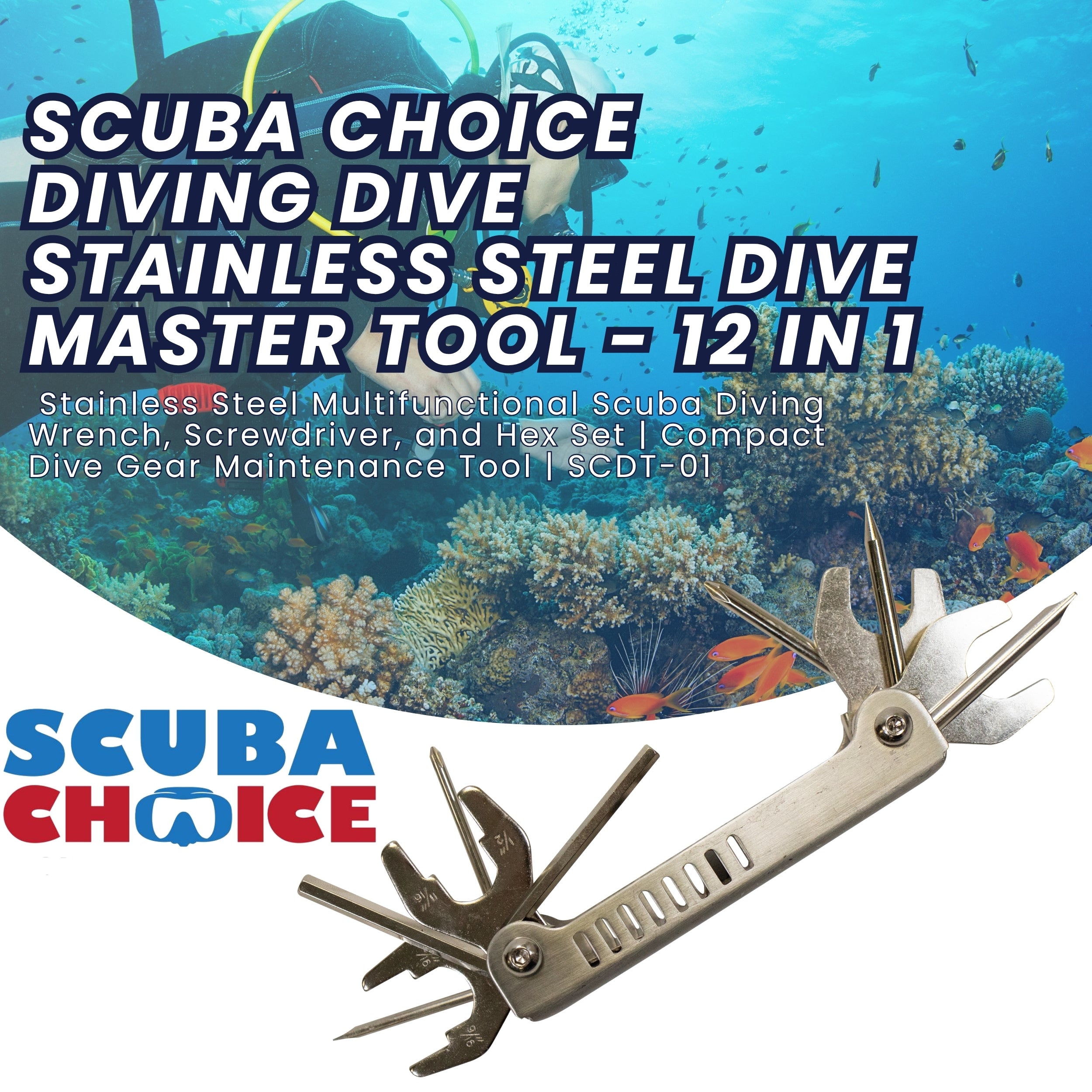 Scuba Choice Diving Dive Stainless Steel Dive Master Tool - 12 in 1