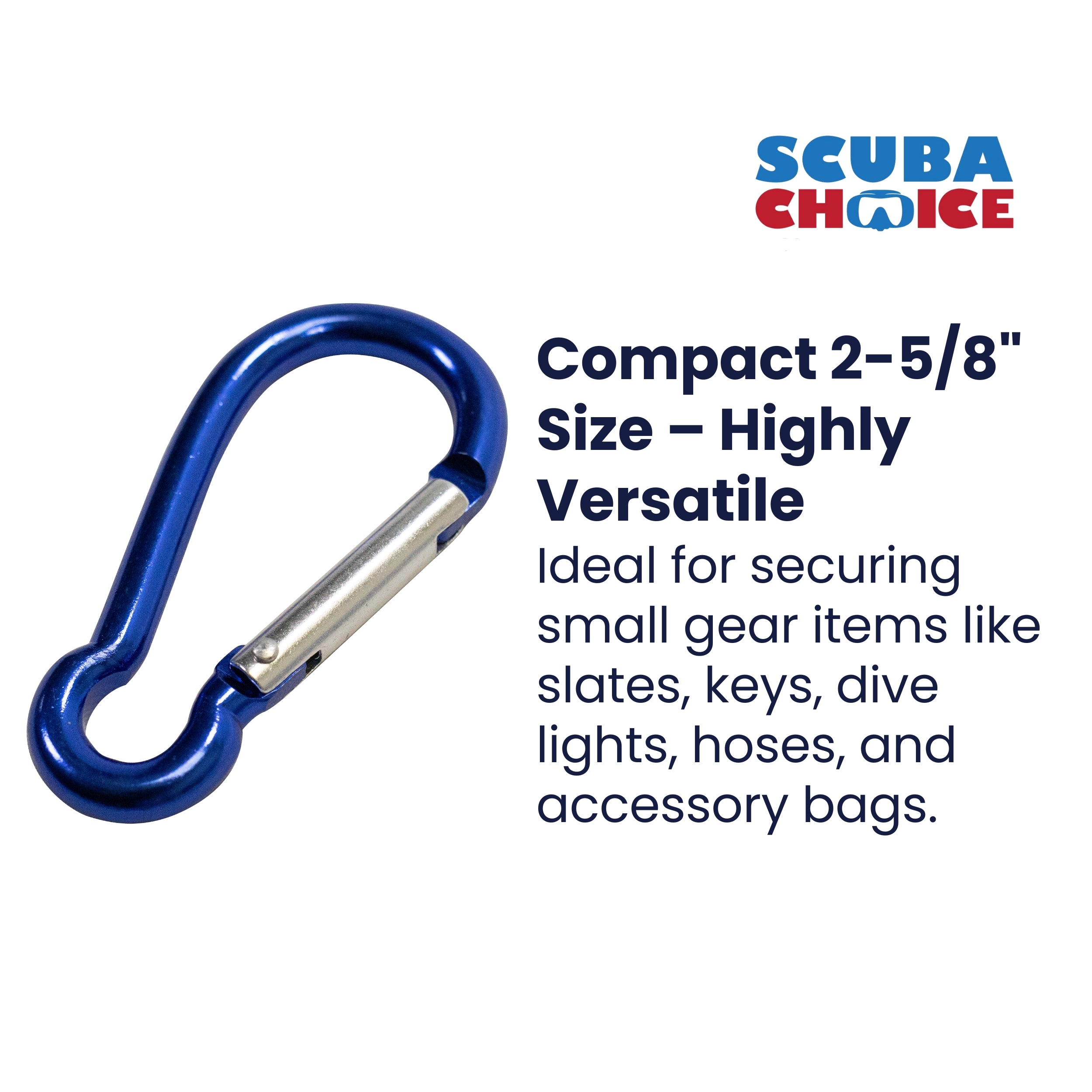Boat Marine Clip Blue Aluminum Locking Clip Hook Carabiner 2.7", 3pc pack