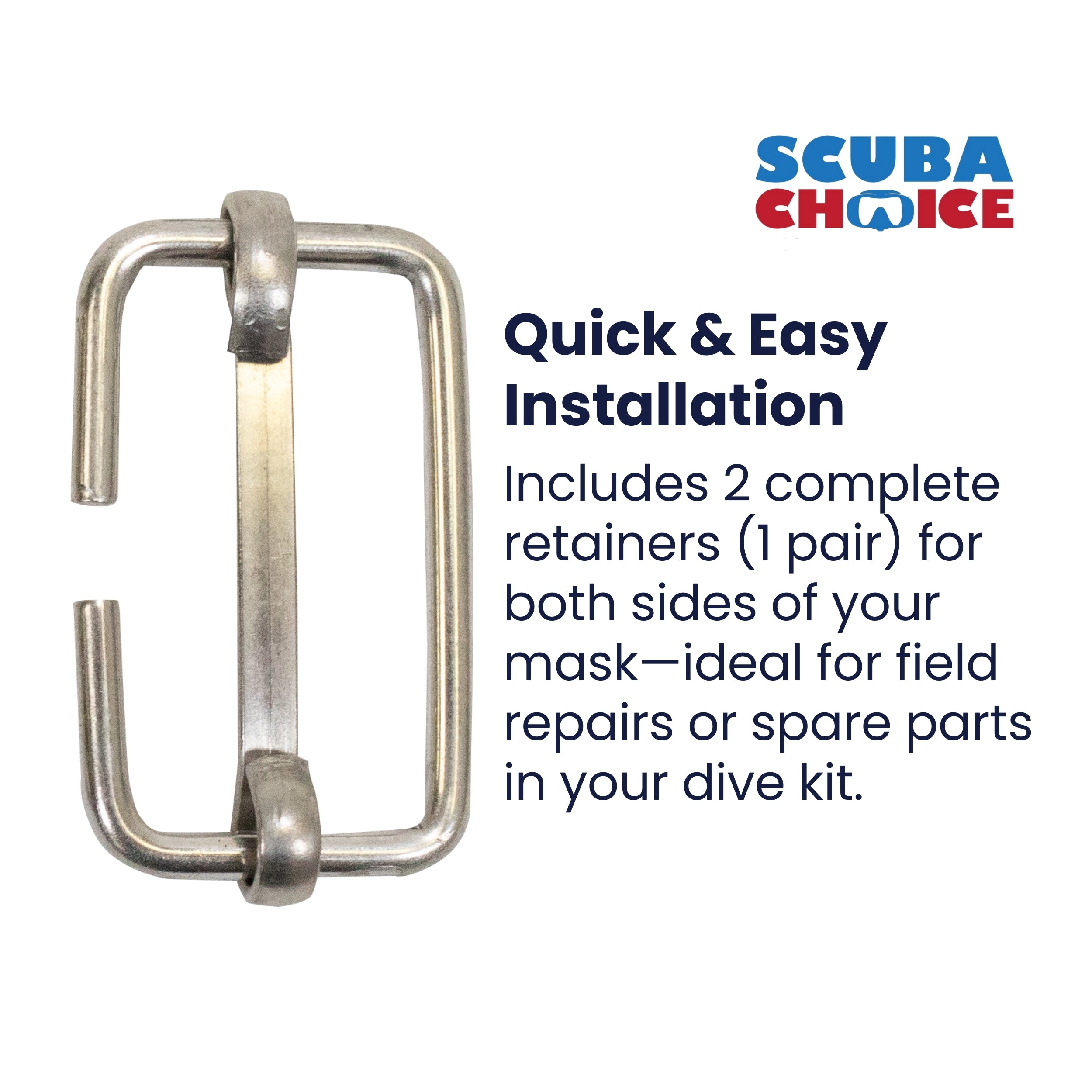 Scuba Diving Replacement Stainless Steel Pin Style Mask Strap Retainer, Pair