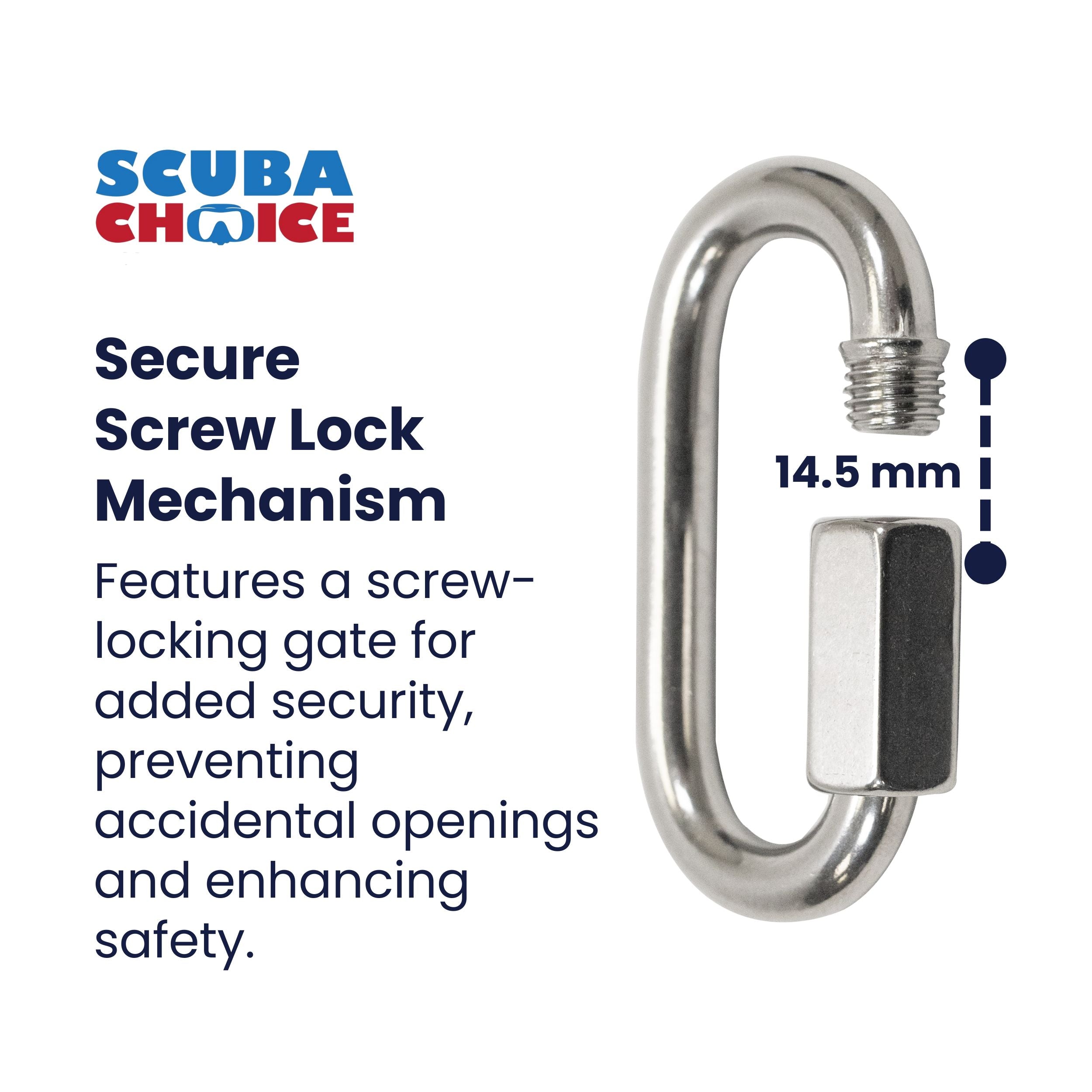 Scuba Choice 10.5cm SS Oval Quick Link Carabiner W/ Screw 14.5mm Opening