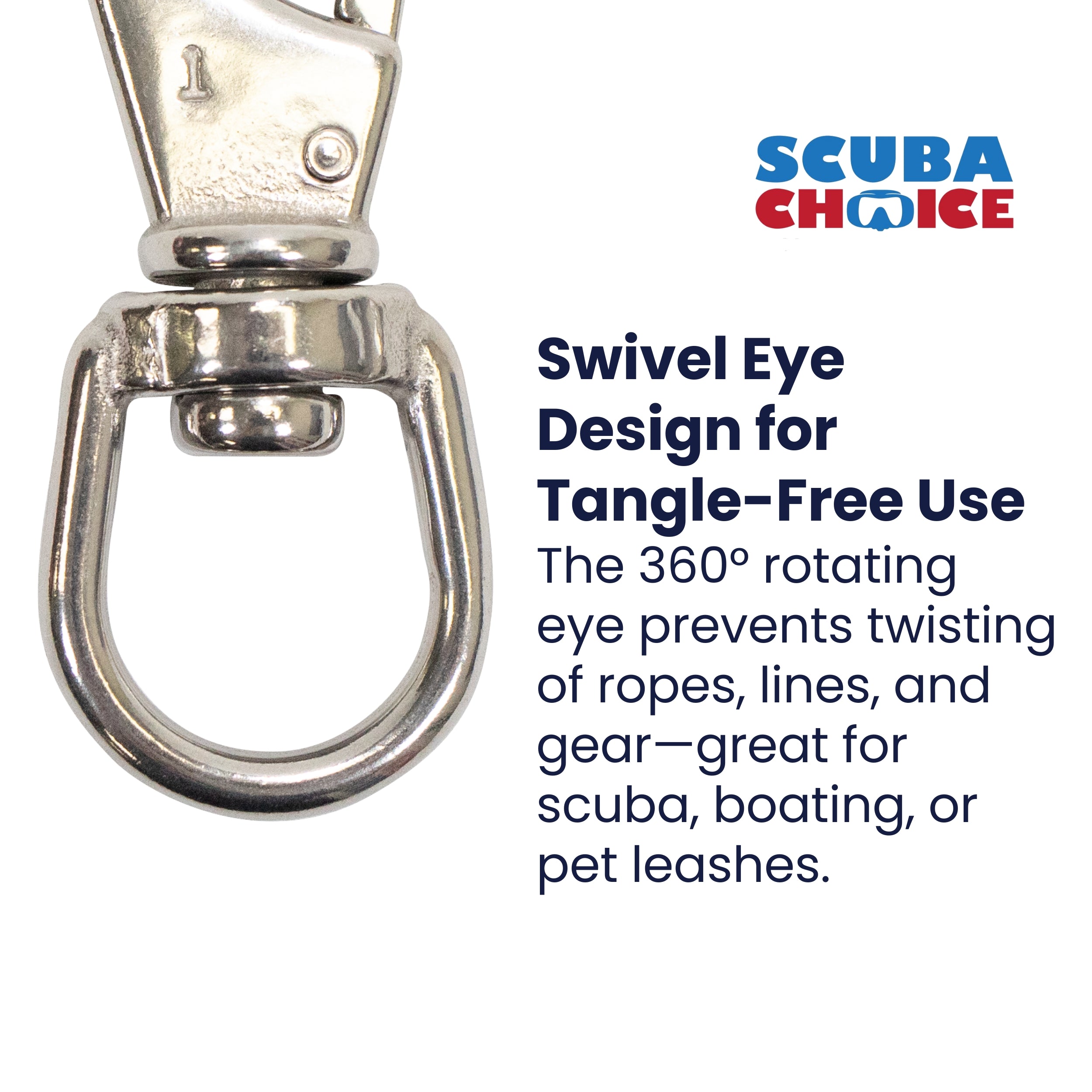 Stainless Steel Swivel Eye Snap Hook Marine Clip Size #1, 3-5/16" x 1-1/8"