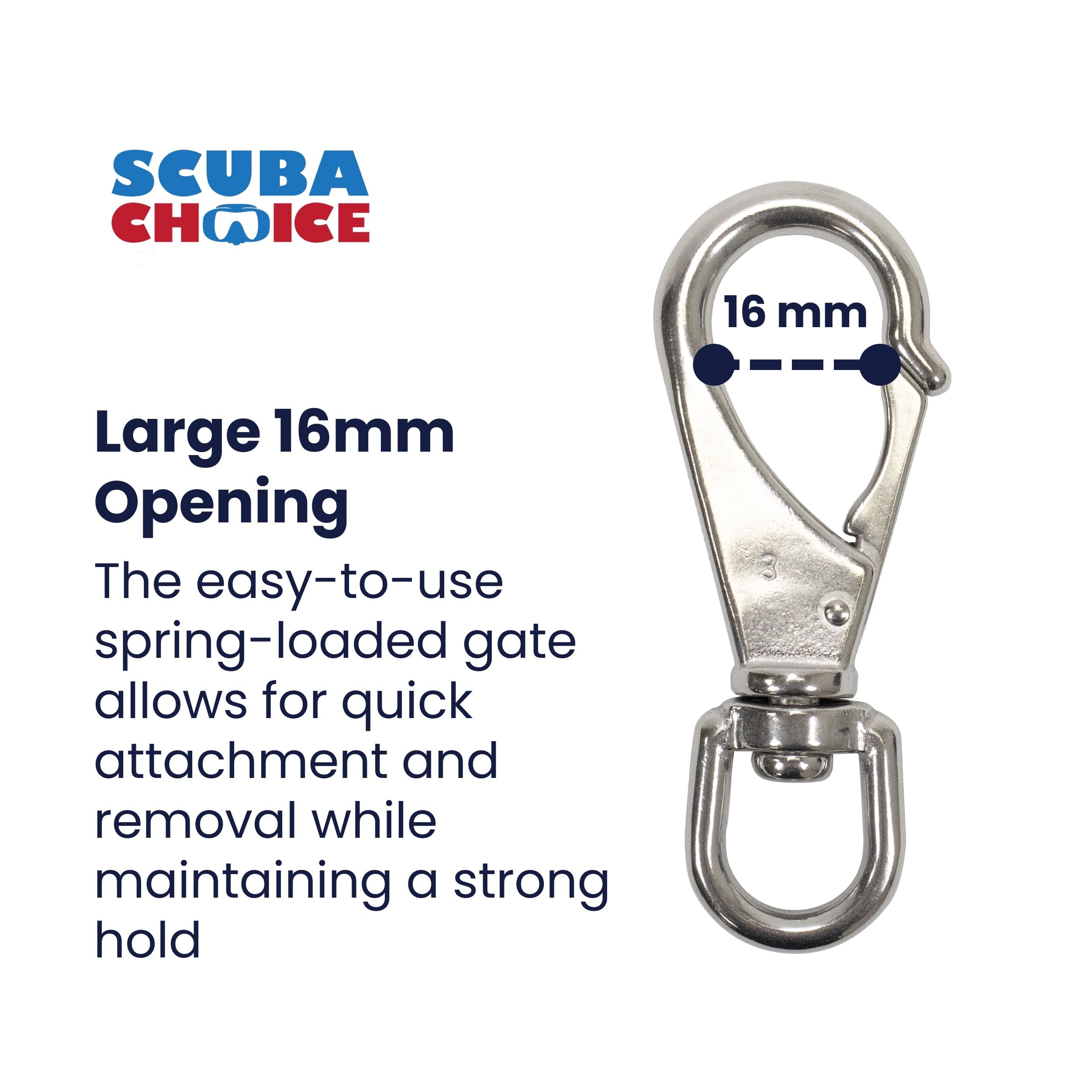11.8cm Stainless Steel Swivel Eye Snap Hook Marine Clip Size #3, 16mm Opening