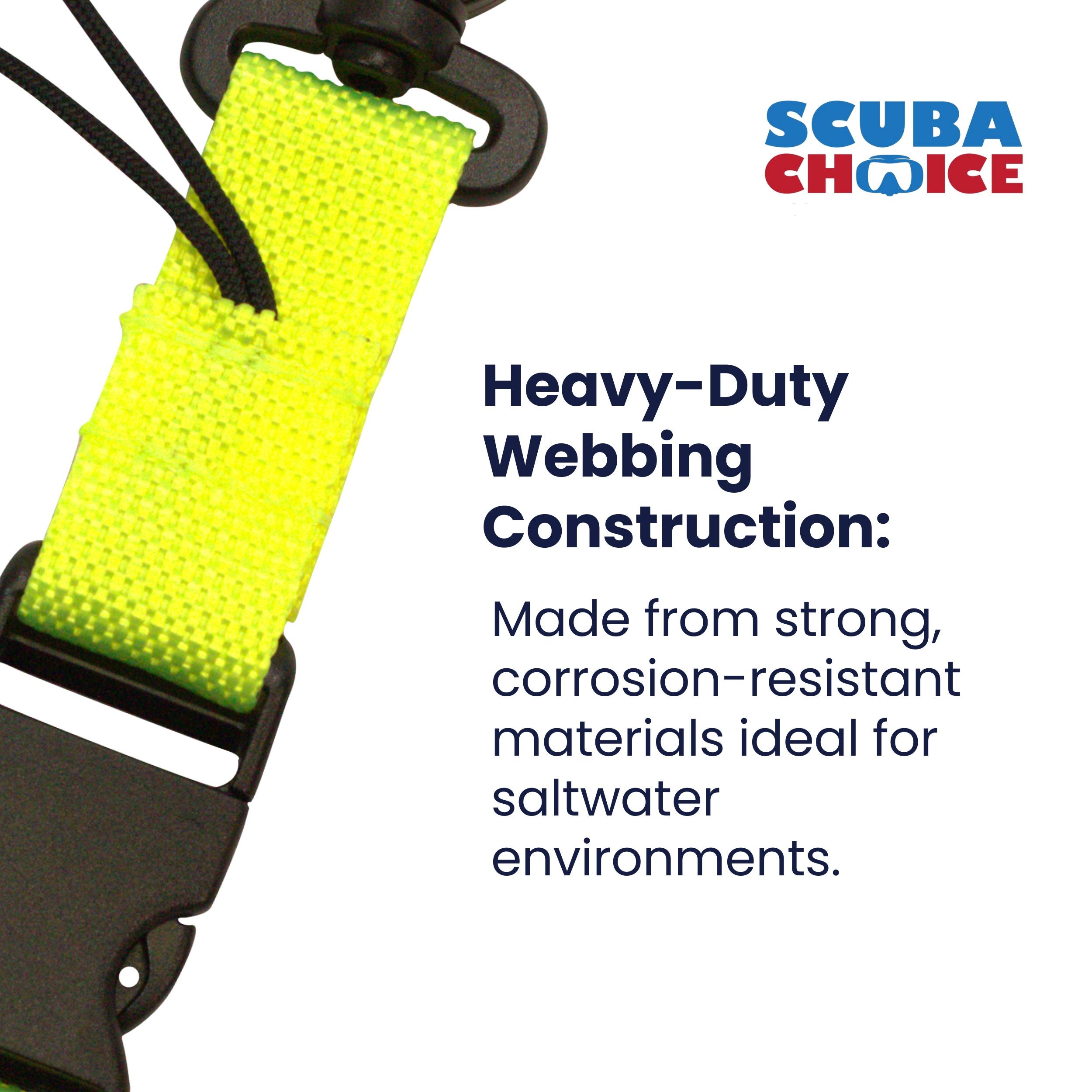 Scuba Diving Lanyard with Dual Clips & Quick Release Buckle