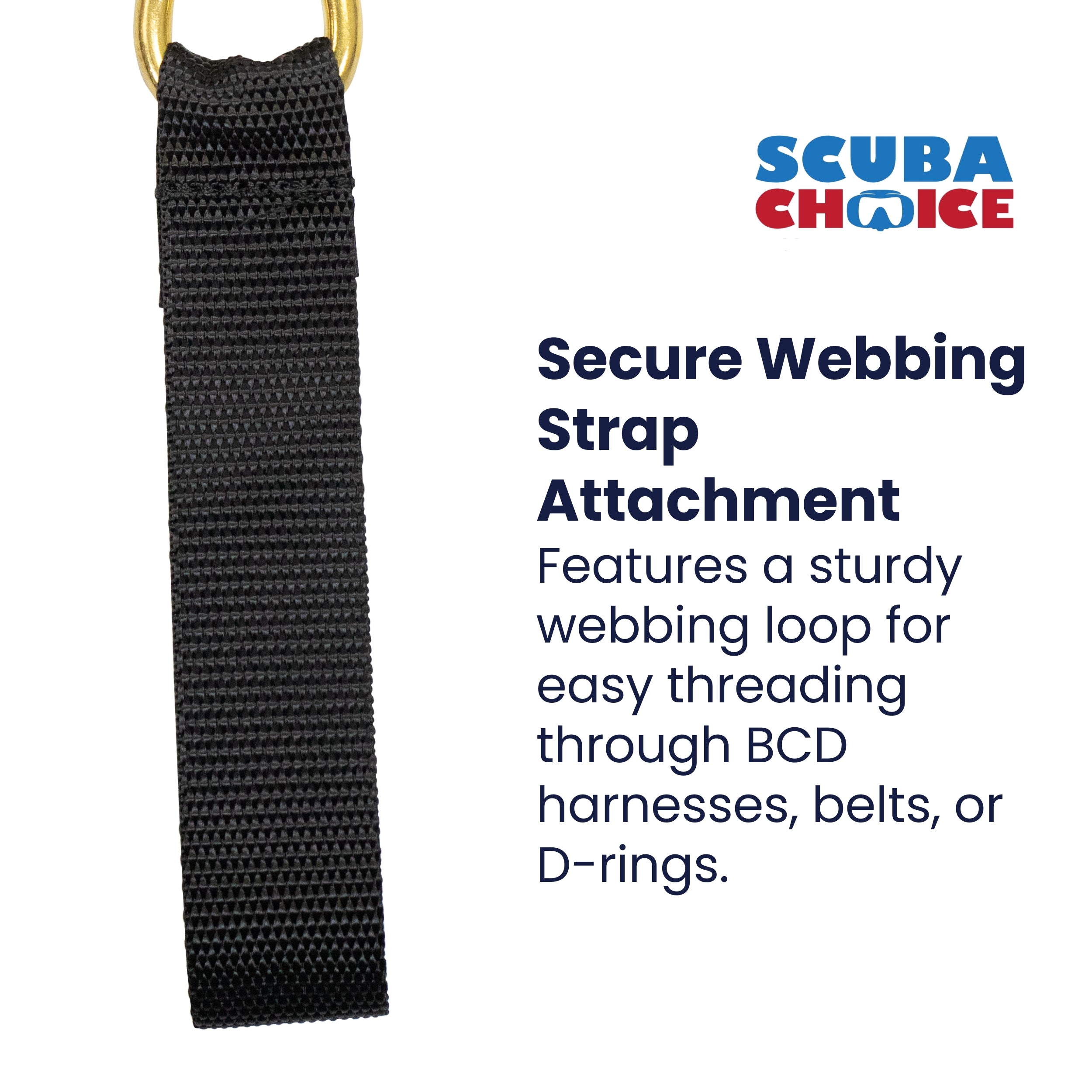 Scuba Diving 3-1/2" Brass Snap with Webbing Strap