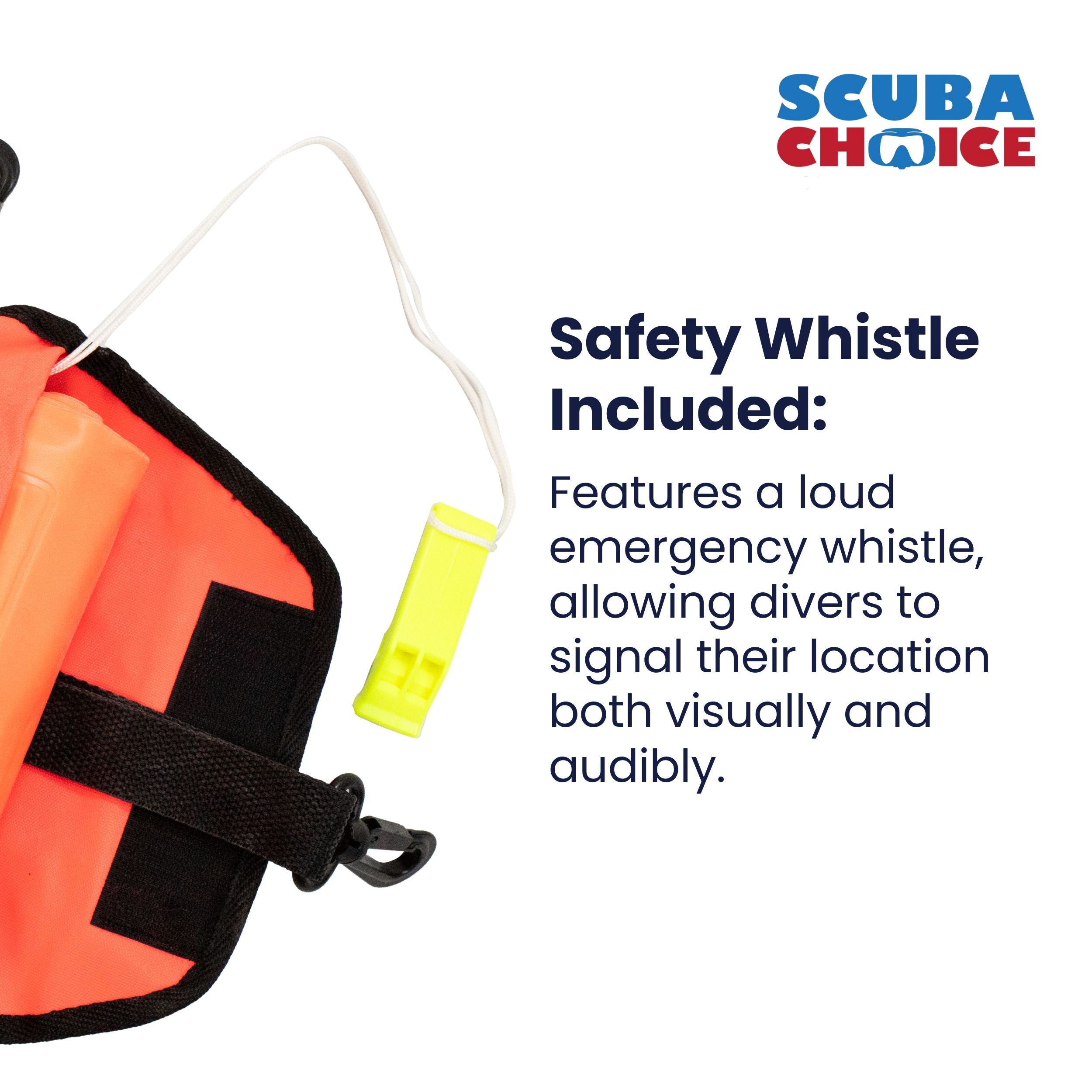 Scuba Diving 4ft Surface Marker Signal Tube with Pouch, Whistle & 36' String