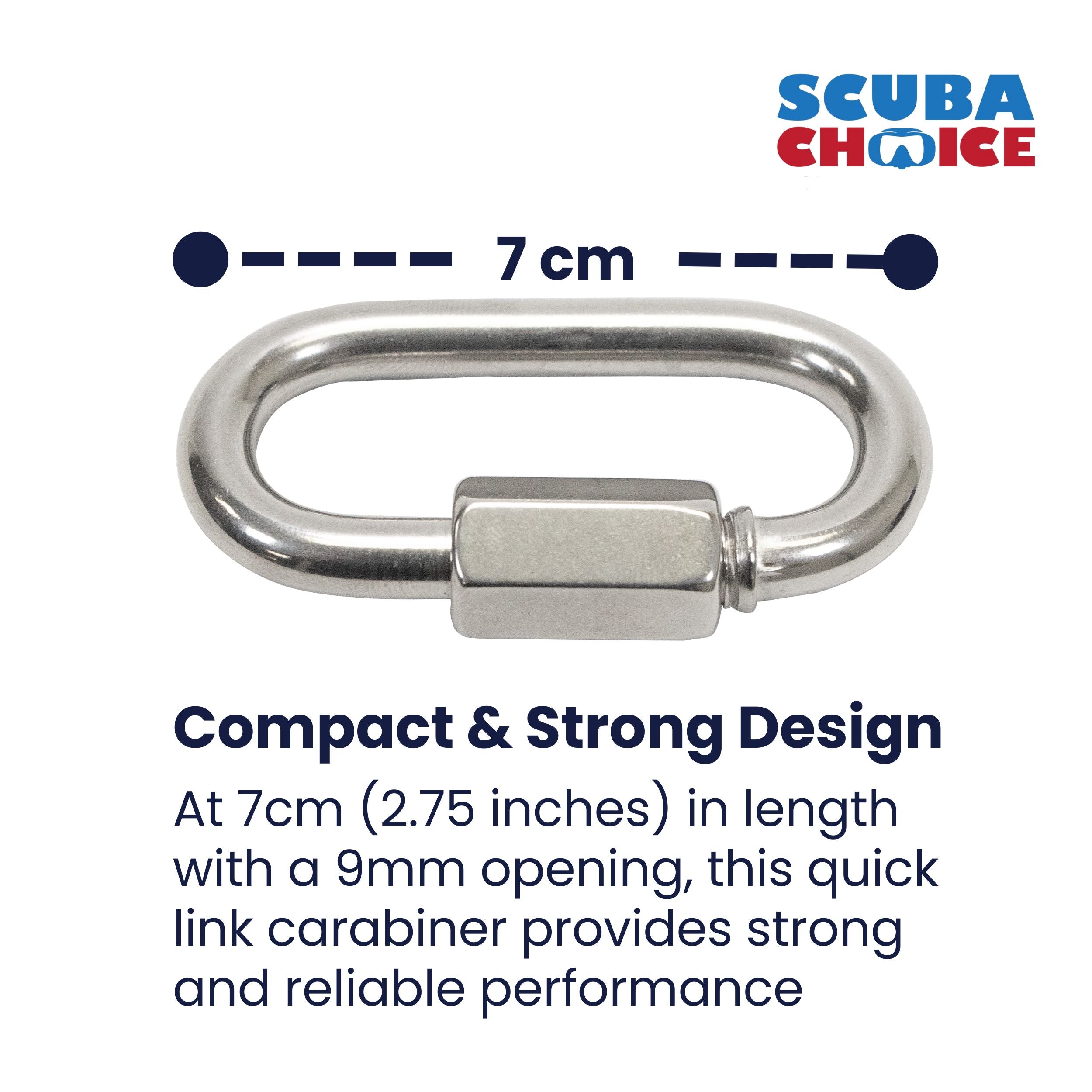Scuba Choice 7cm SS Oval Quick Link Carabiner W/ Screw 9mm Opening