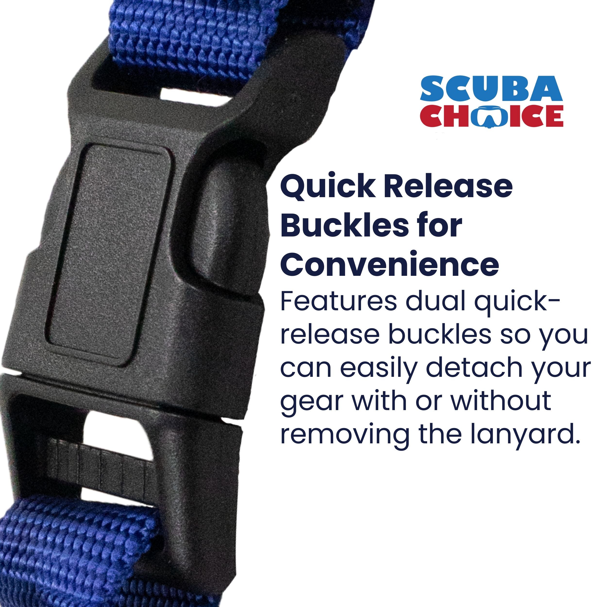Scuba Choice Shark Coil Lanyard with 1 Steel Snap and Quick Release Buckles, Blue