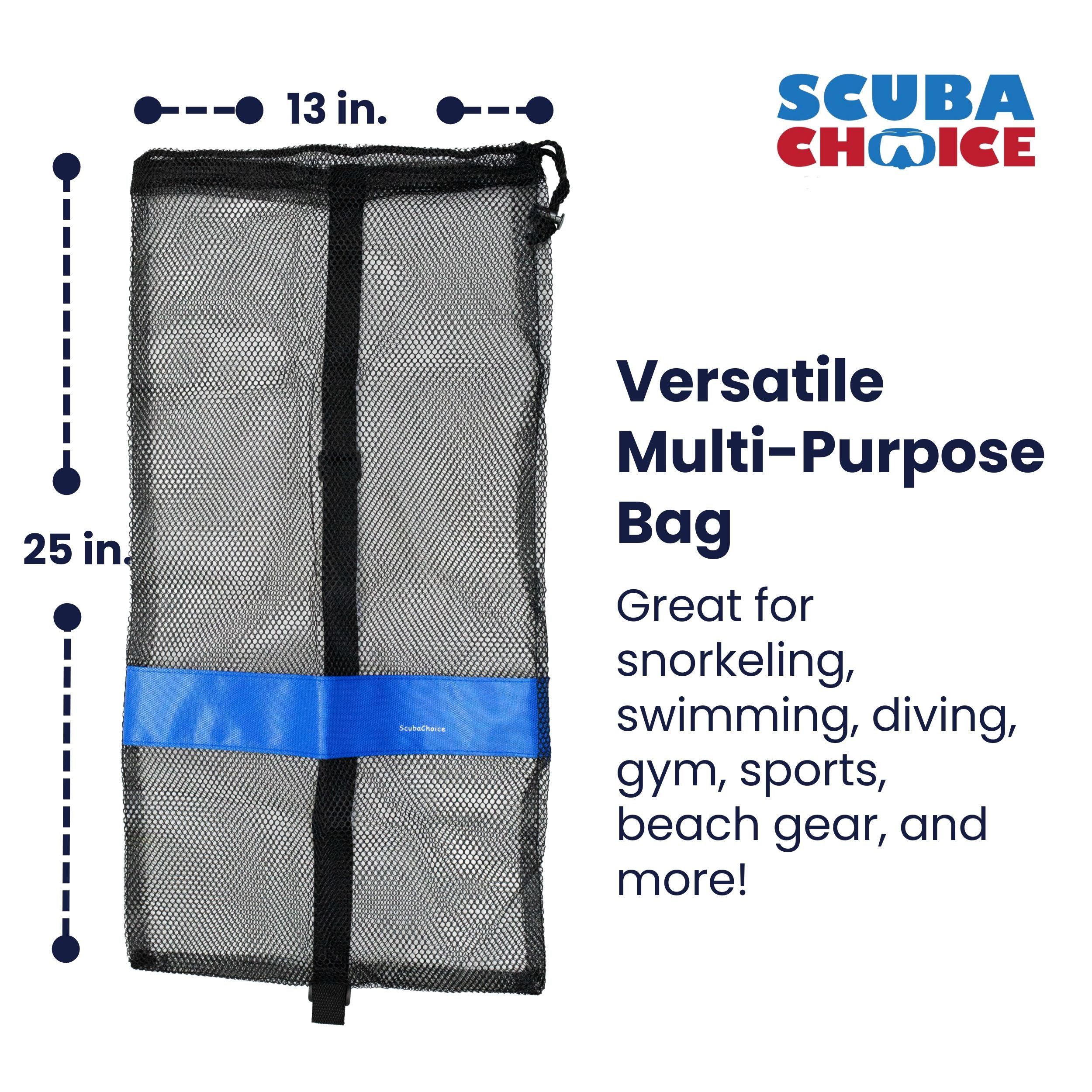 Scuba Diving Drawstring Mesh Bag with Shoulder Strap. 25" x 13"