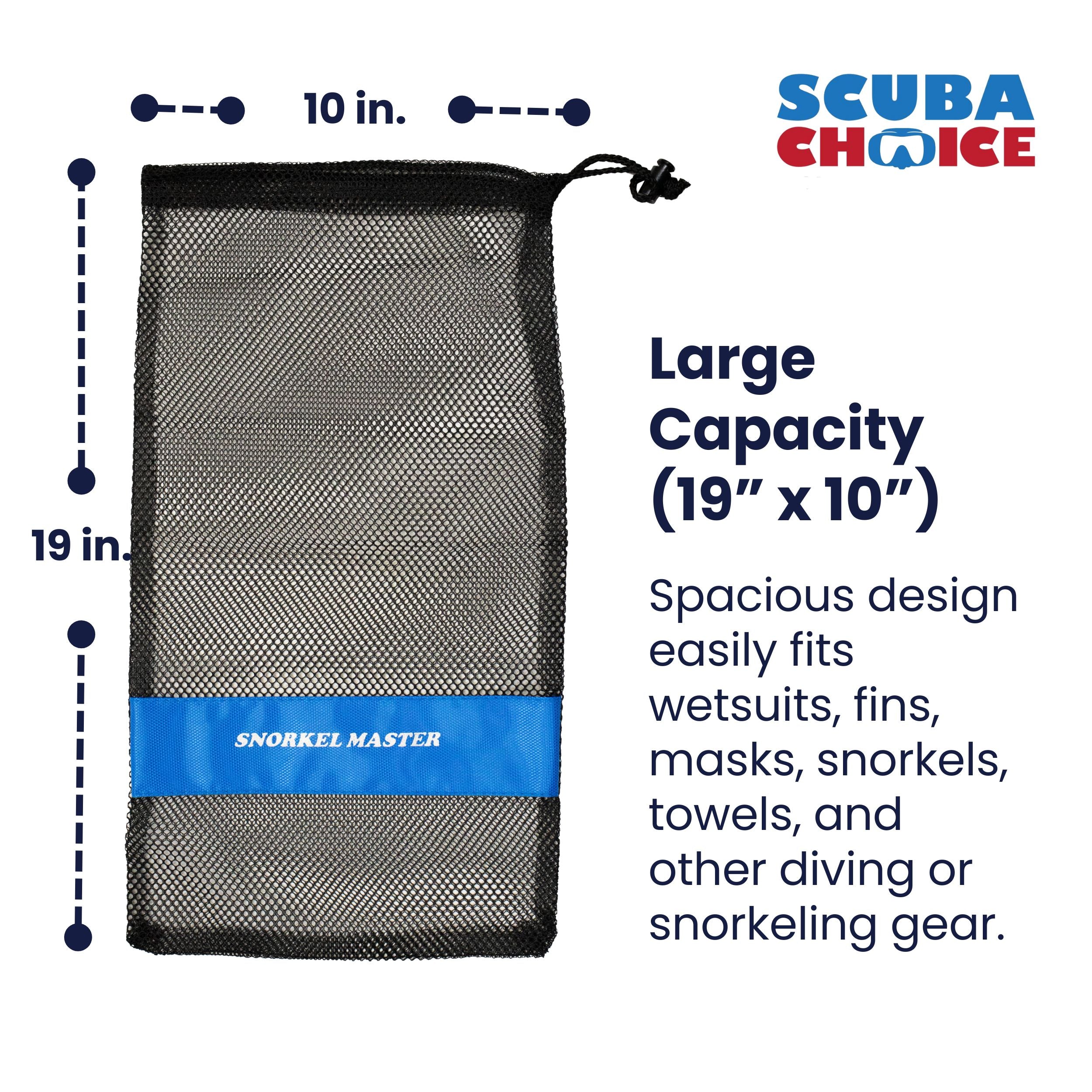 Snorkel Master Snorkeling Drawstring Mesh Bag w/ Blue Bar- 19" x 10"