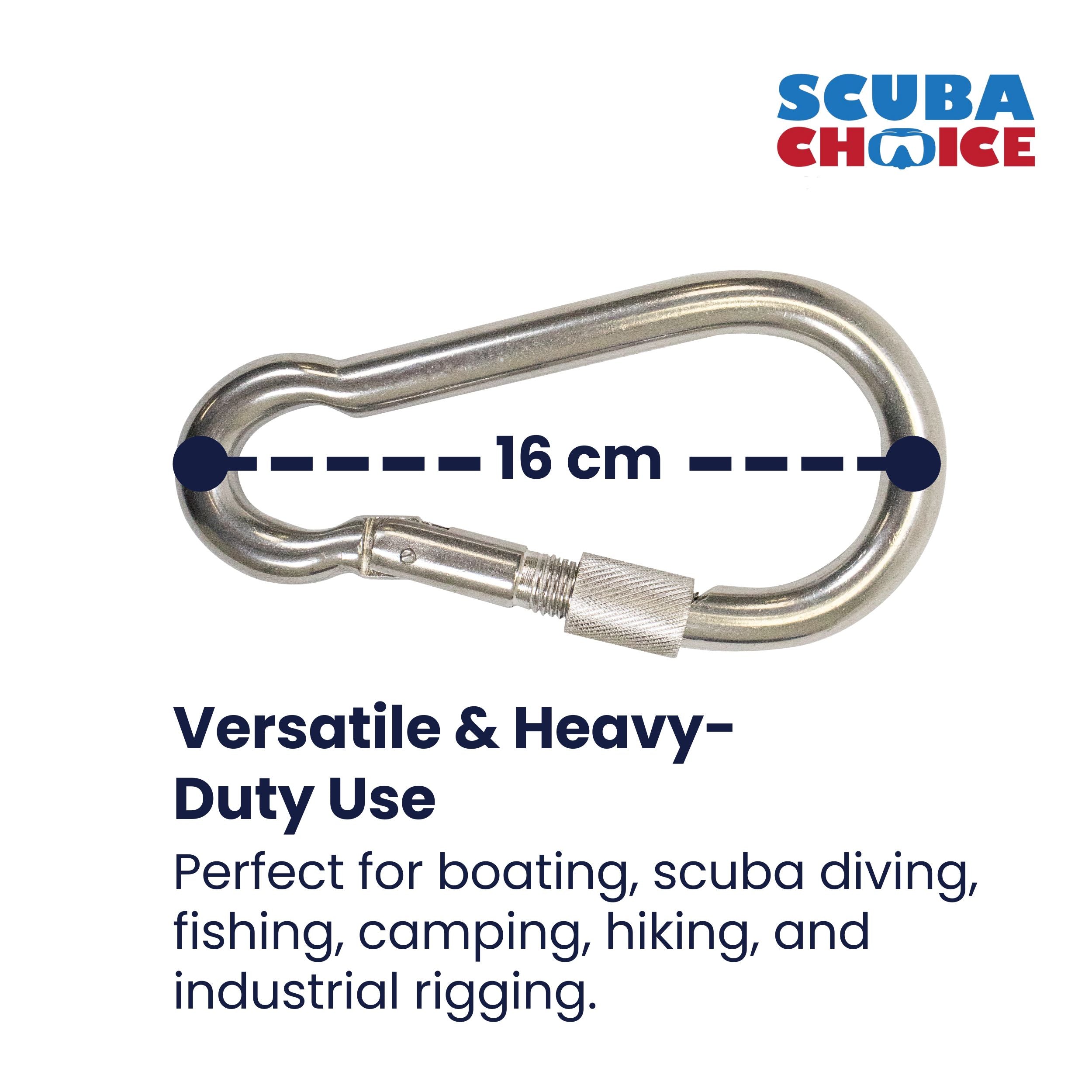 Scuba Choice Boat Marine Clip 16cm SS Snap Hook Carabiner W/ Screw 25mm Opening