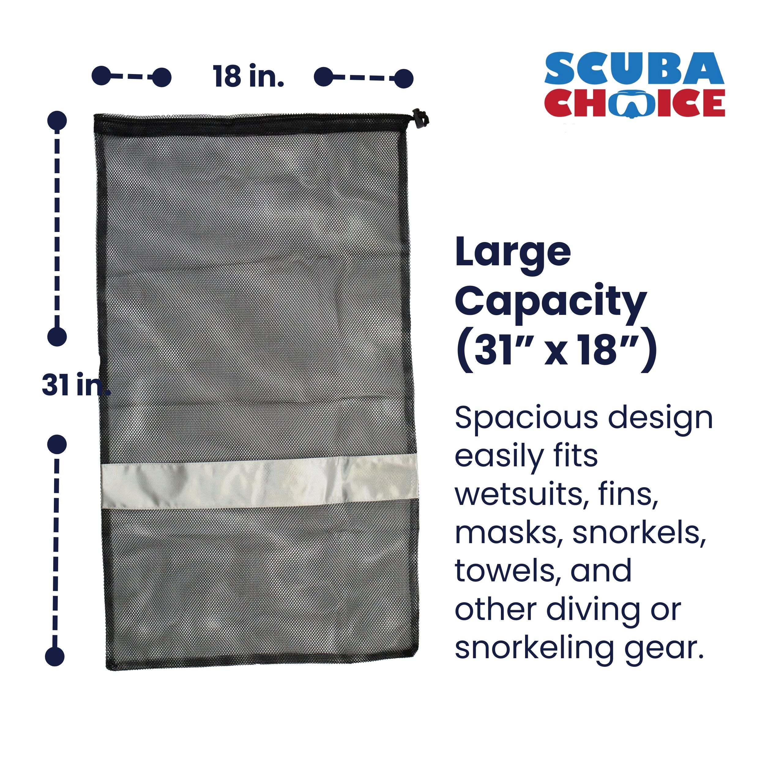 Scuba Choice Dive Drawstring Gray Mesh Bag  for Wetsuit or Gear 31" x 18"