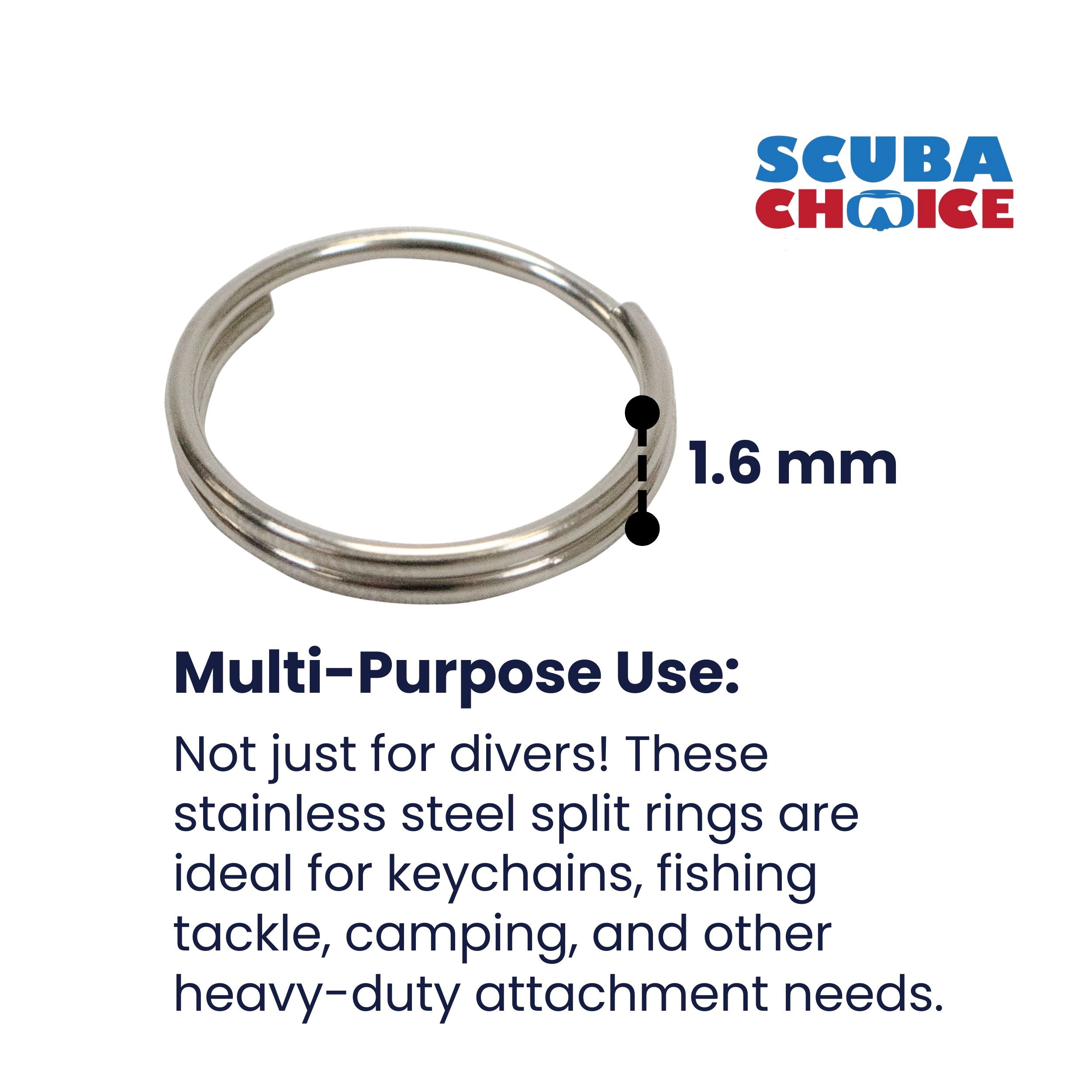Scuba Diving 24mm Stainless Steel 1.6mm Split Ring for BCD attachment 10pc