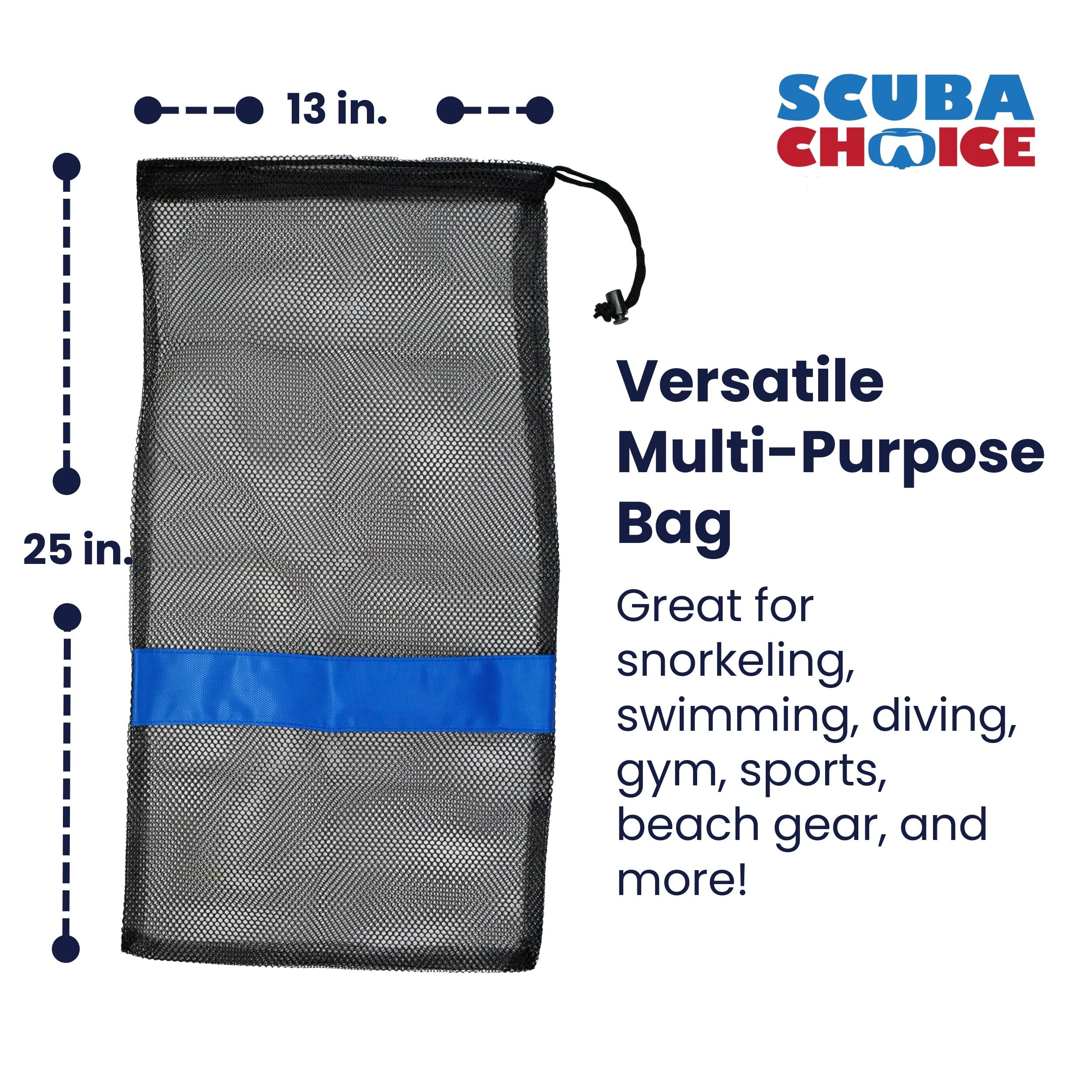 Scuba Diving Snorkeling Drawstring Mesh Bag - 25" x 13"