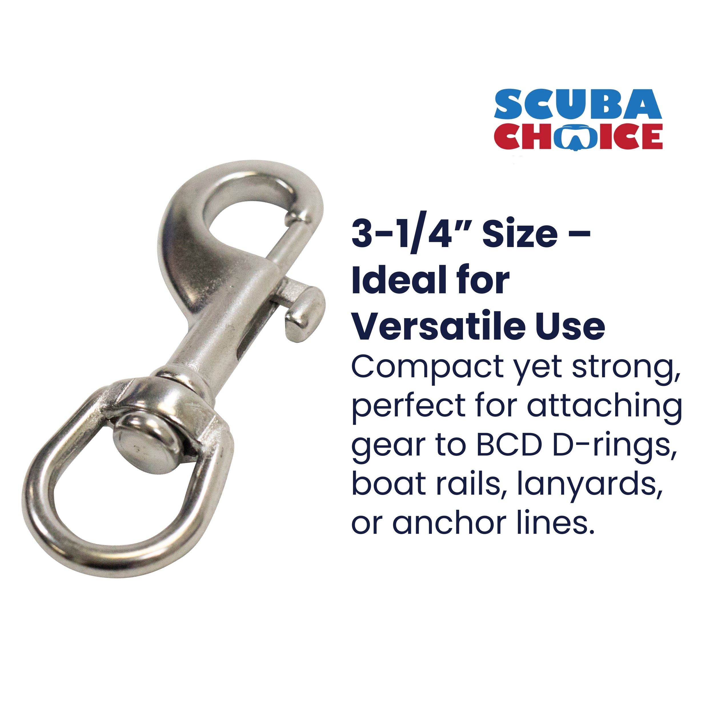 Scuba Choice Marine Grade Clip Stainless Steel Swivel Eye Bolt Snap 3.25"