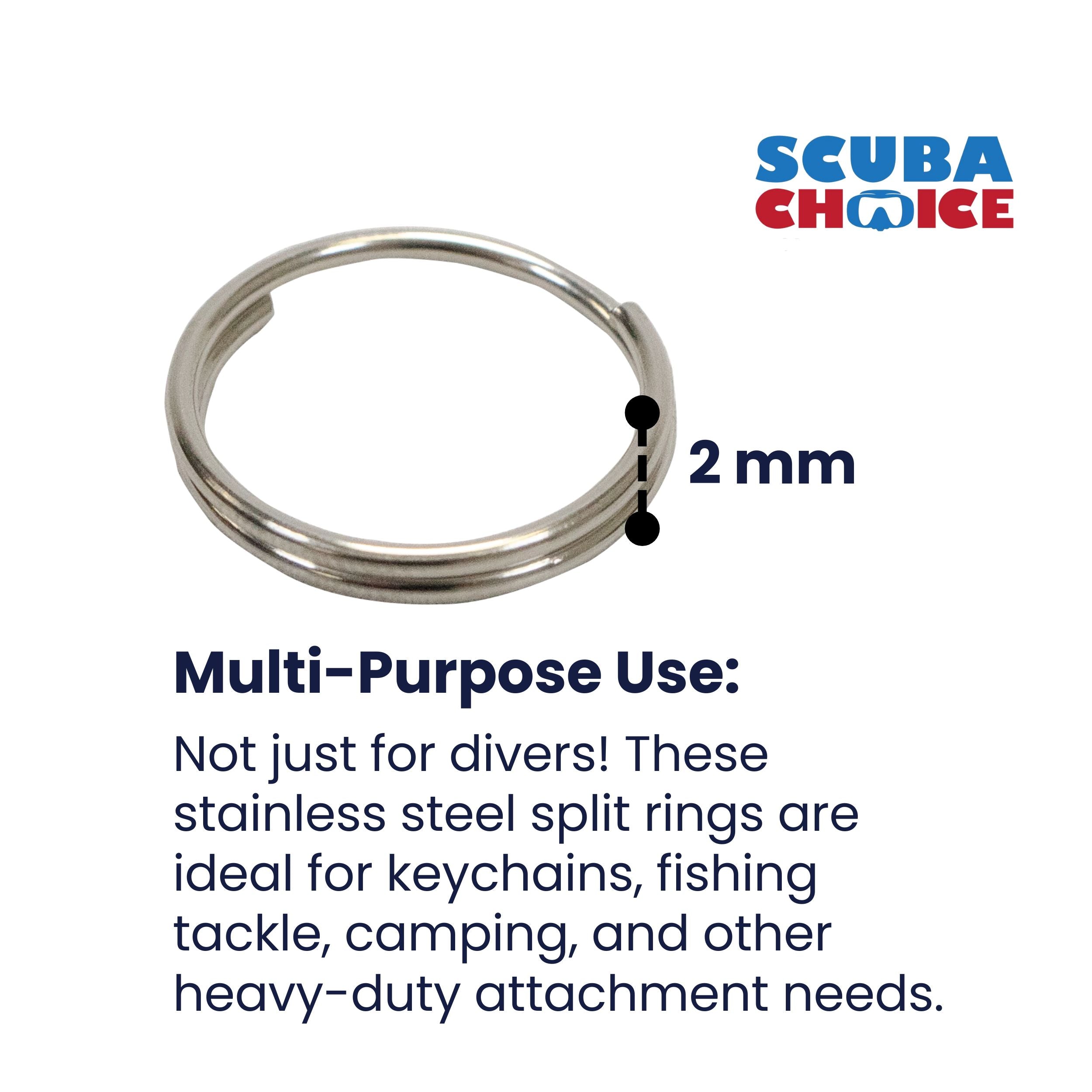 Scuba Diving 32.3mm Stainless Steel 2mm Split Ring for BCD attachment 10pc Pack