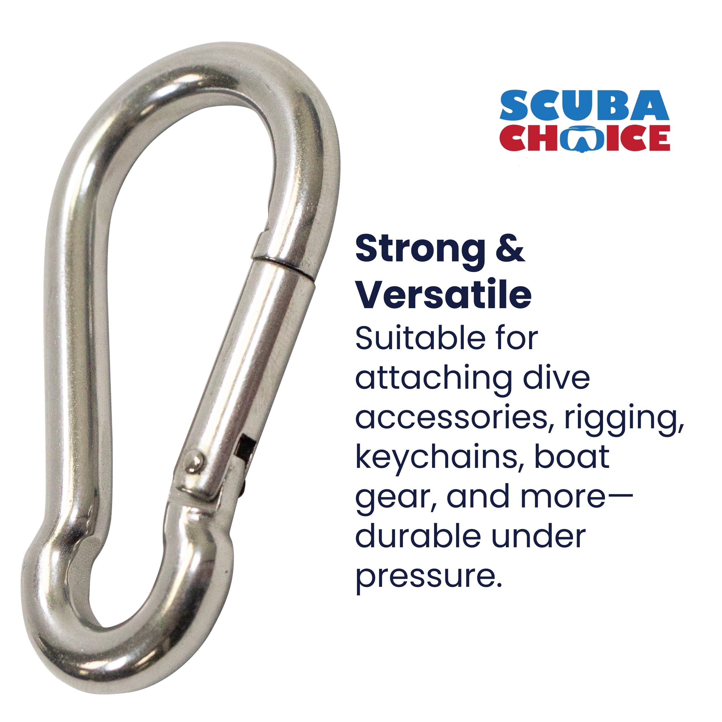 Boat Clip Stainless Steel Safety Spring Hook Carabiner, 3-1/8"