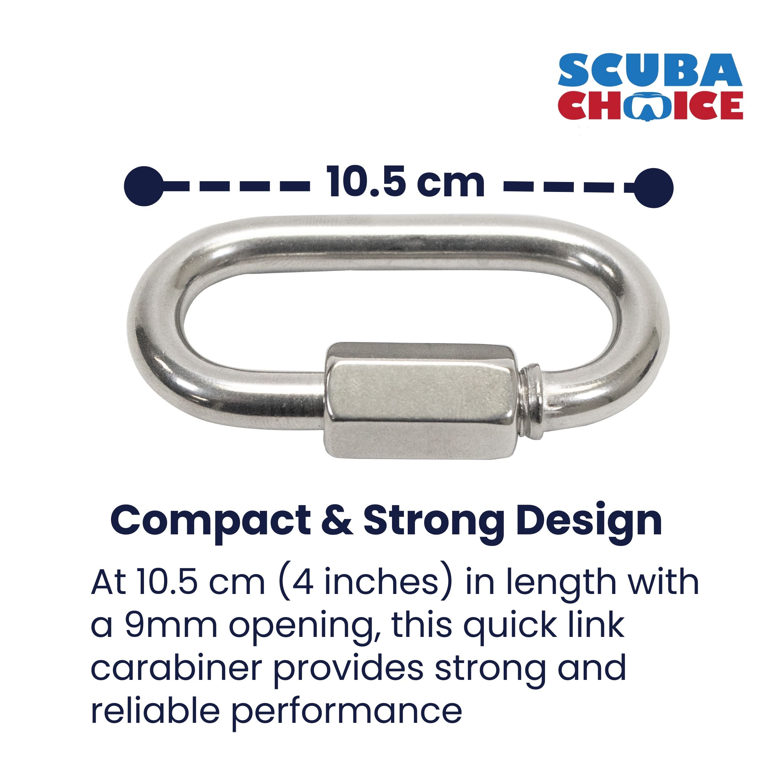 Scuba Choice 10.5cm SS Oval Quick Link Carabiner W/ Screw 14.5mm Opening