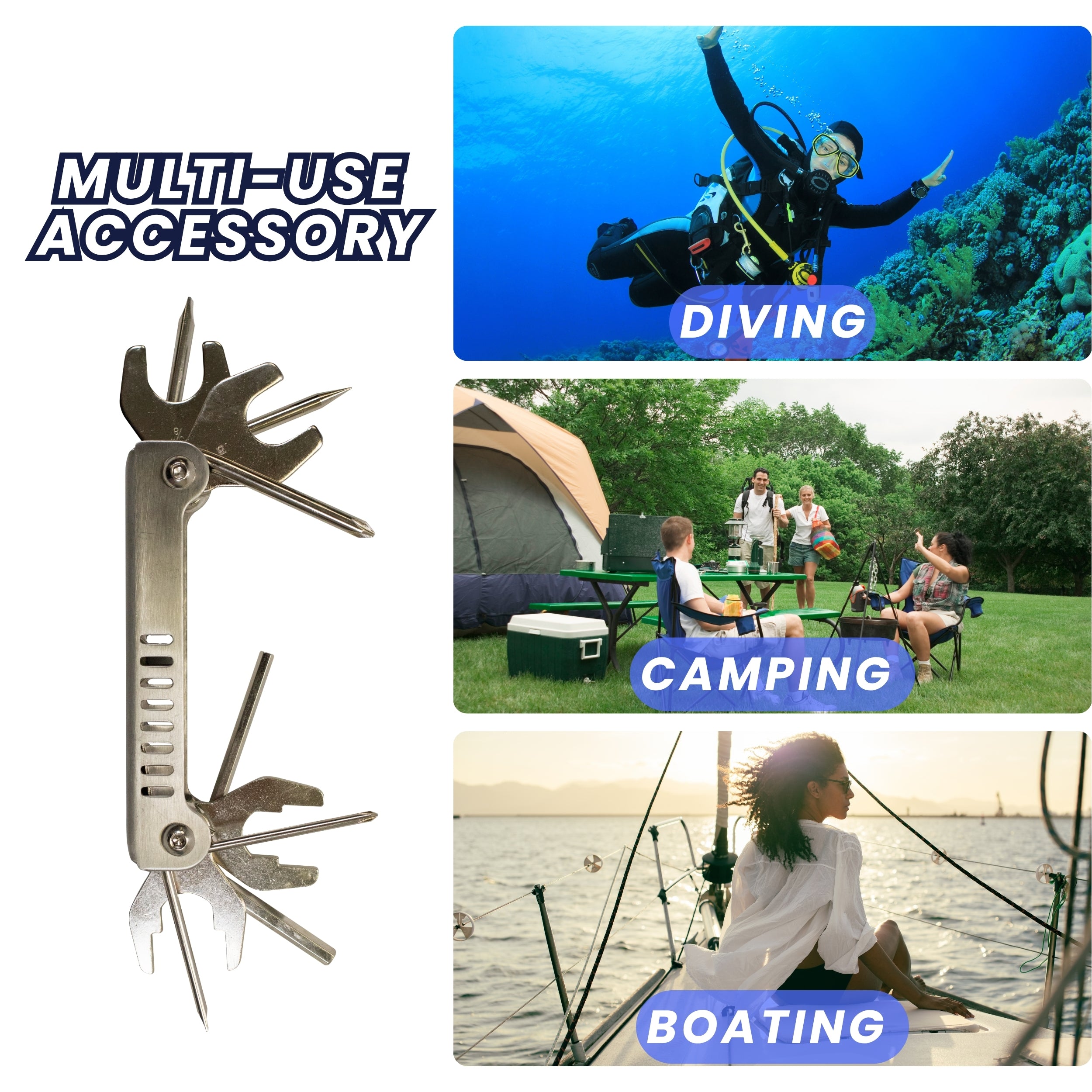 Scuba Choice Diving Dive Stainless Steel Dive Master Tool - 12 in 1