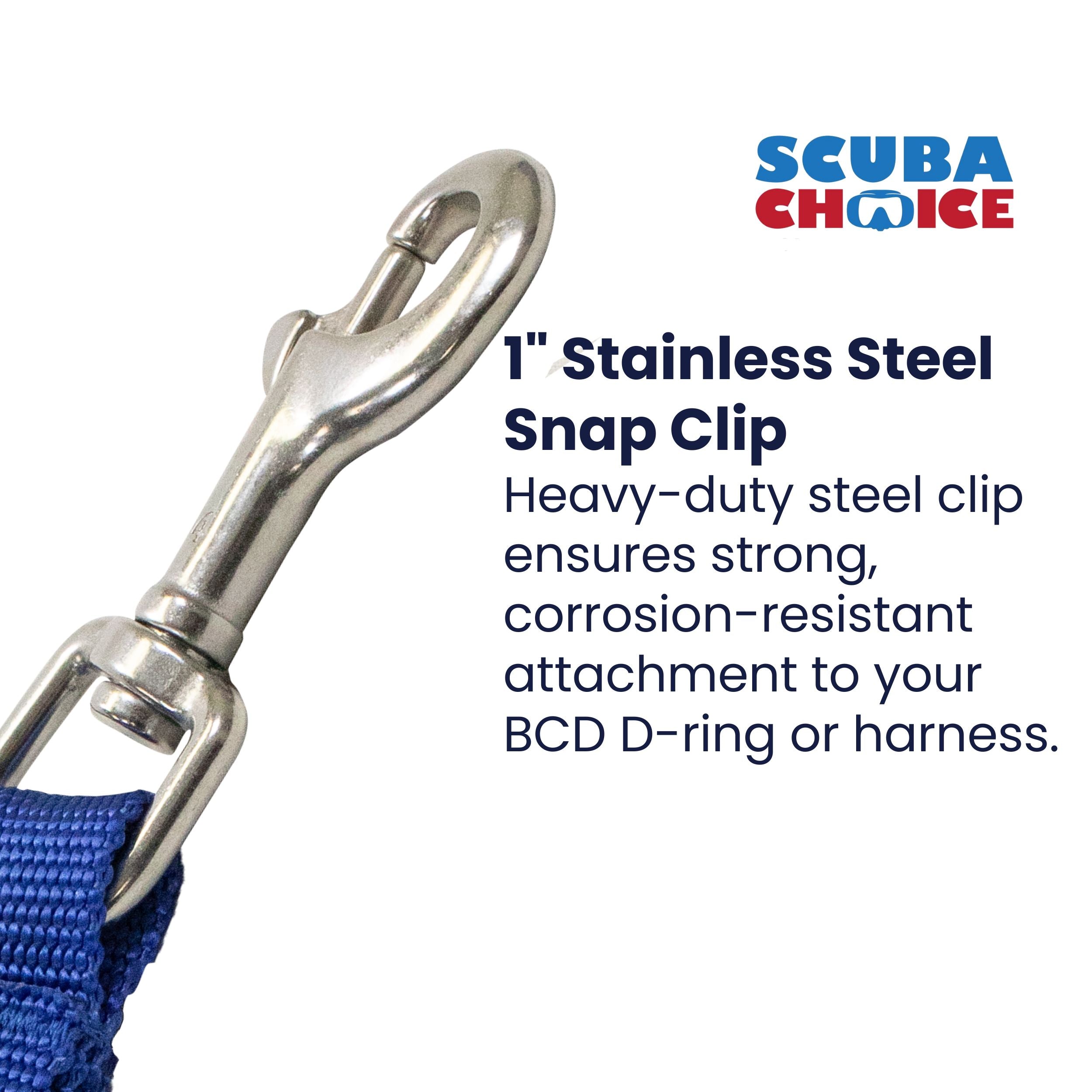 Scuba Choice Shark Coil Lanyard with 1 Steel Snap and Quick Release Buckles, Blue