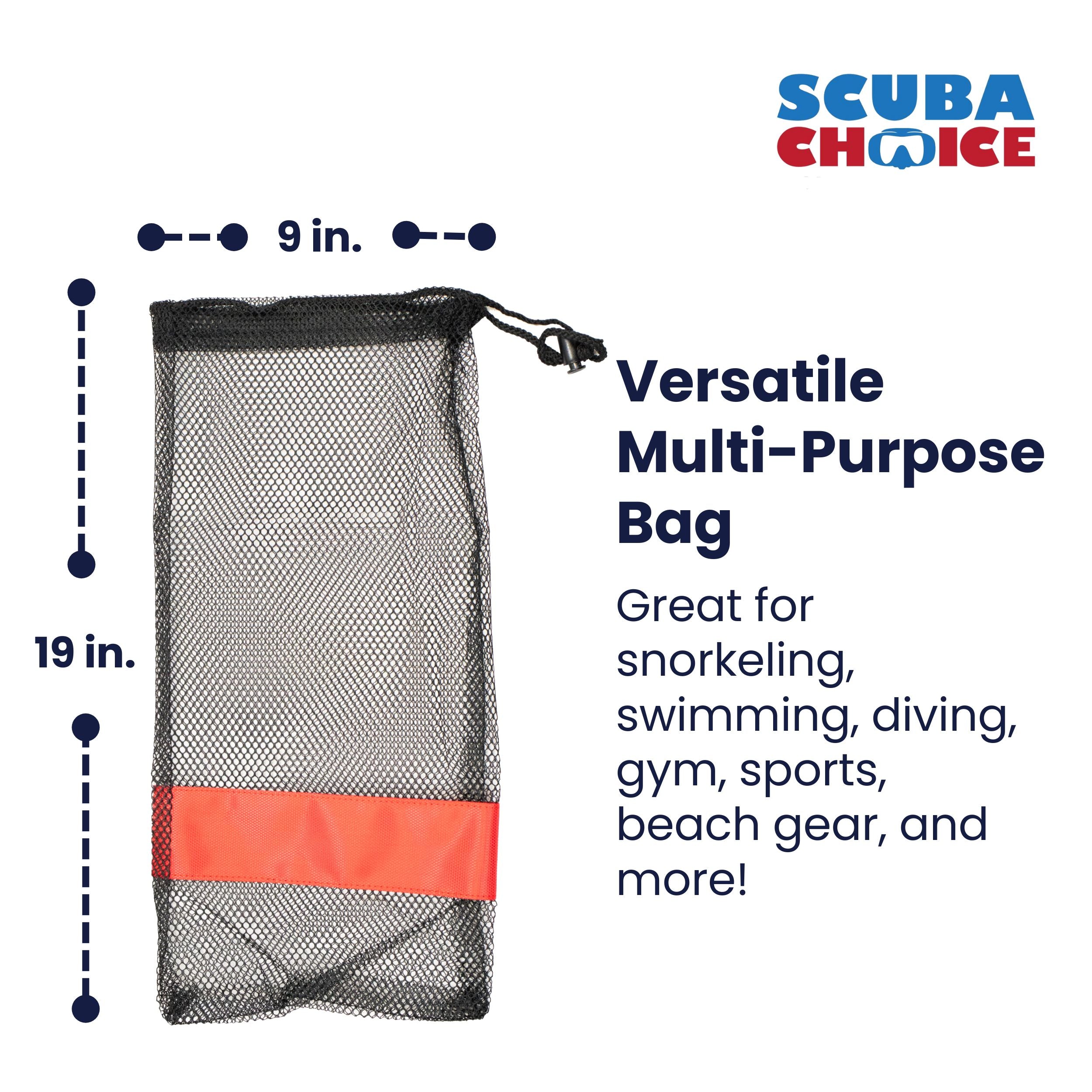 Scuba Choice Diving Snorkeling Drawstring Mesh Bag w/ Red Bar- 19" x 9"