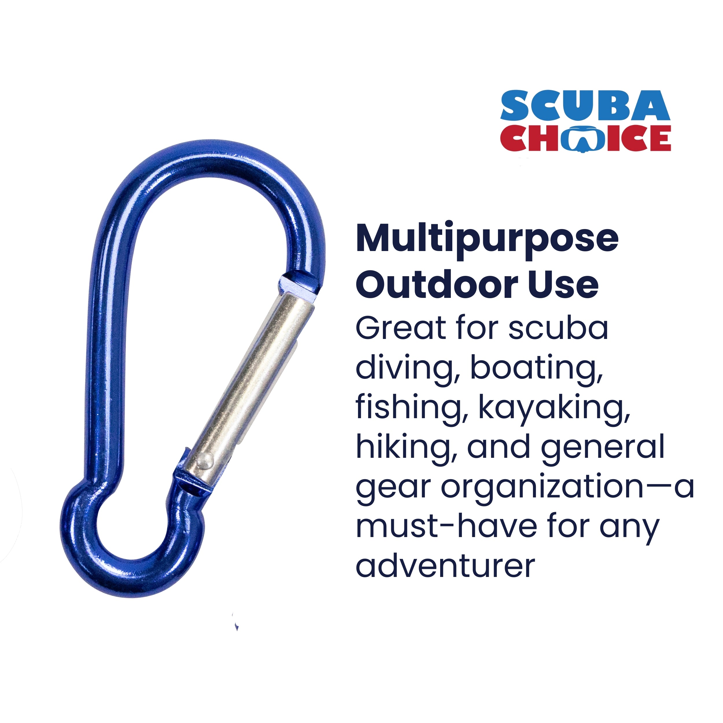Boat Marine Clip Blue Aluminum Locking Clip Hook Carabiner 2.7", 3pc pack