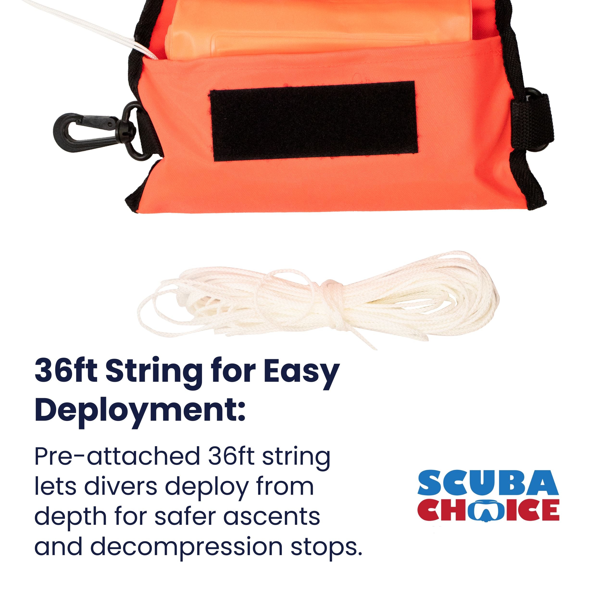 Scuba Diving 4ft Surface Marker Signal Tube with Pouch, Whistle & 36' String