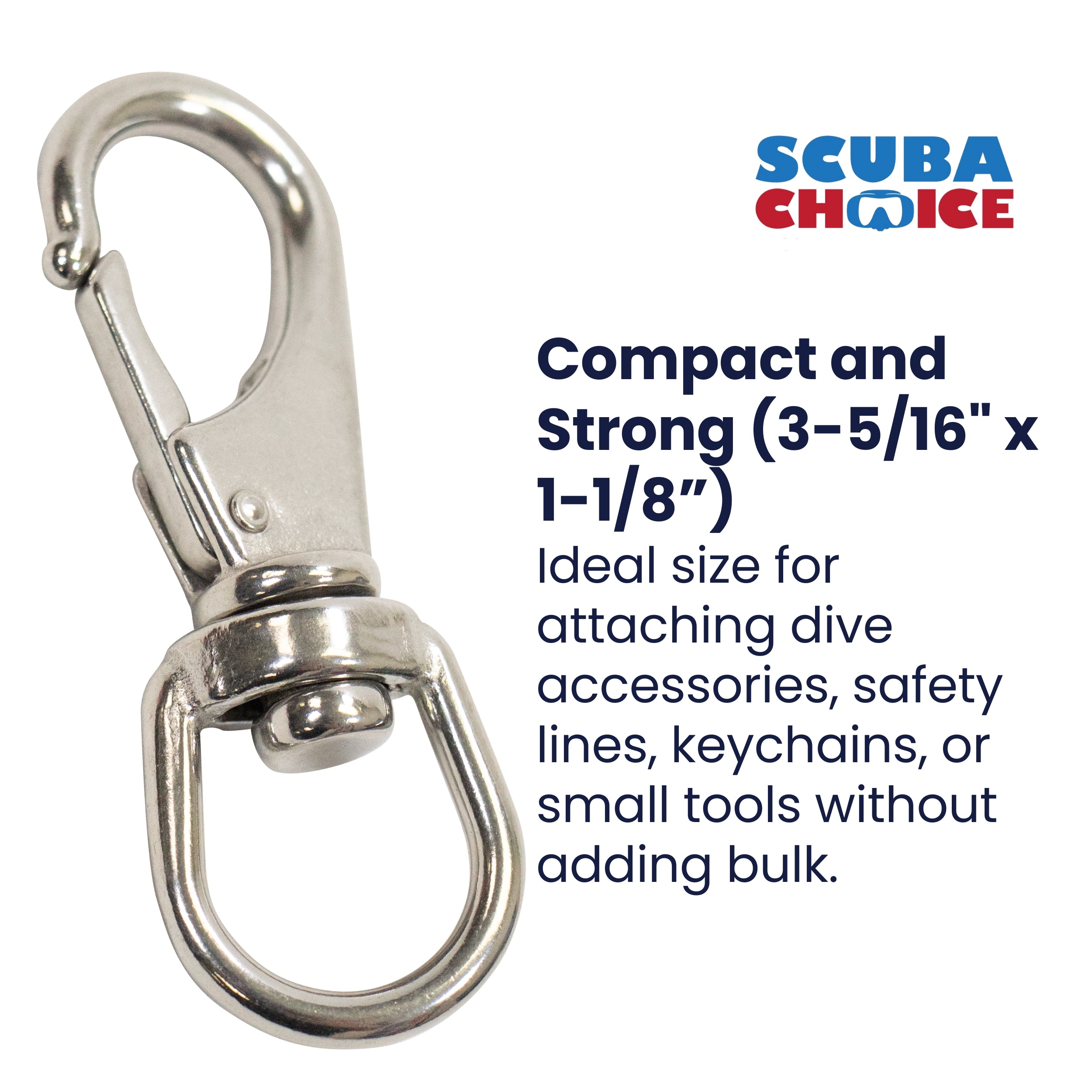 Stainless Steel Swivel Eye Snap Hook Marine Clip Size #1, 3-5/16" x 1-1/8"