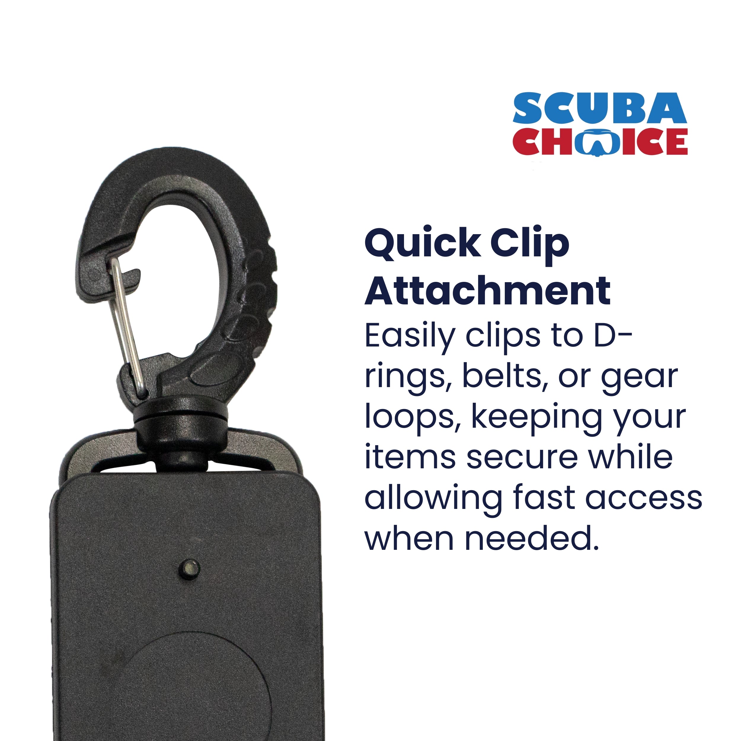 Scuba Diving Rebounding Style Compact Locking Retractor, Extends up to 18"