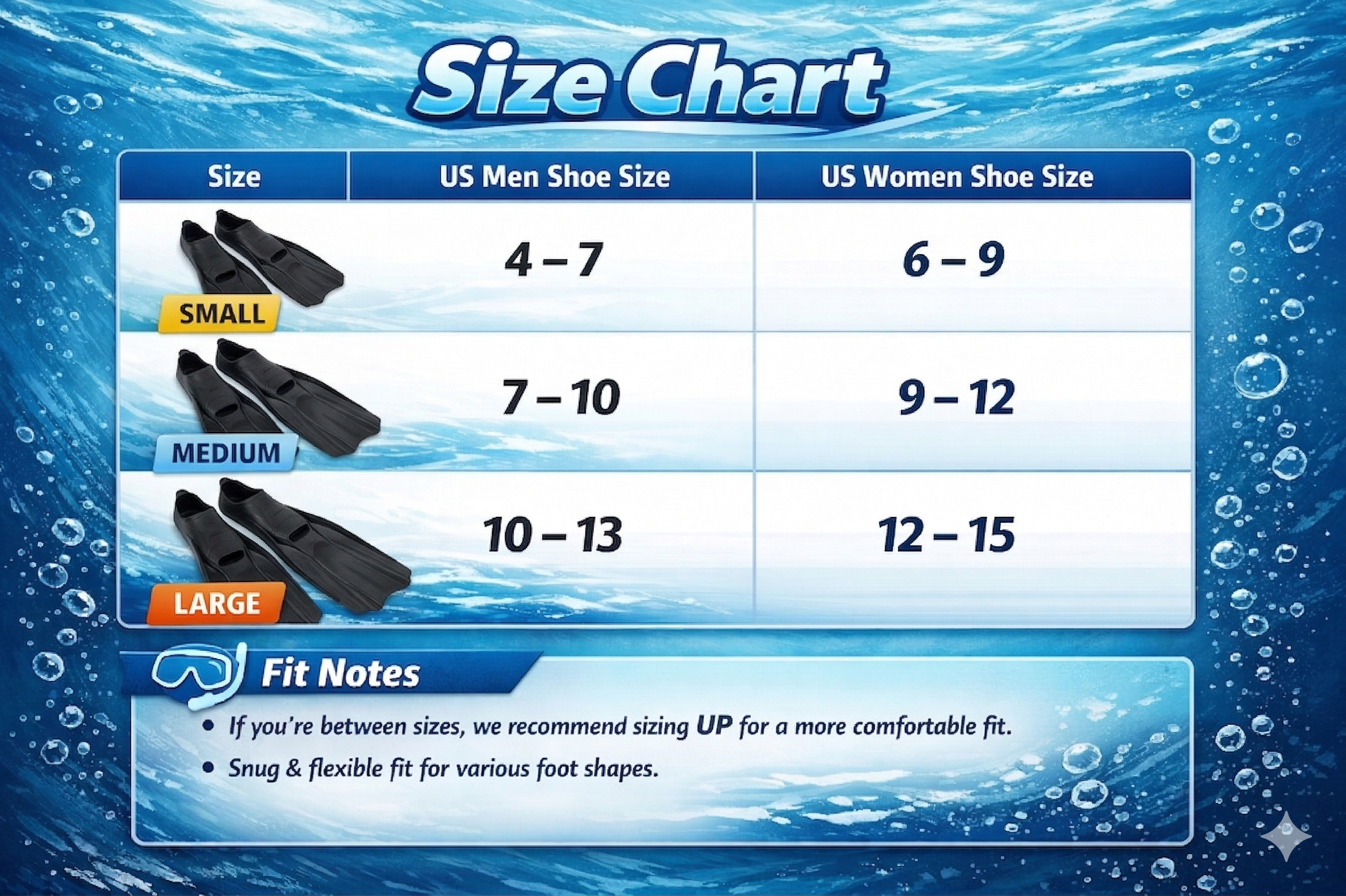 Snorkel Master Snorkeling Adult Mask, Snorkel, & Fins Set, Blue