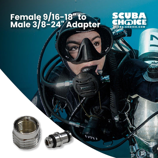 Scuba Choice Female 9/16-18" to Male 3/8-24" Adapter - Scuba Choice