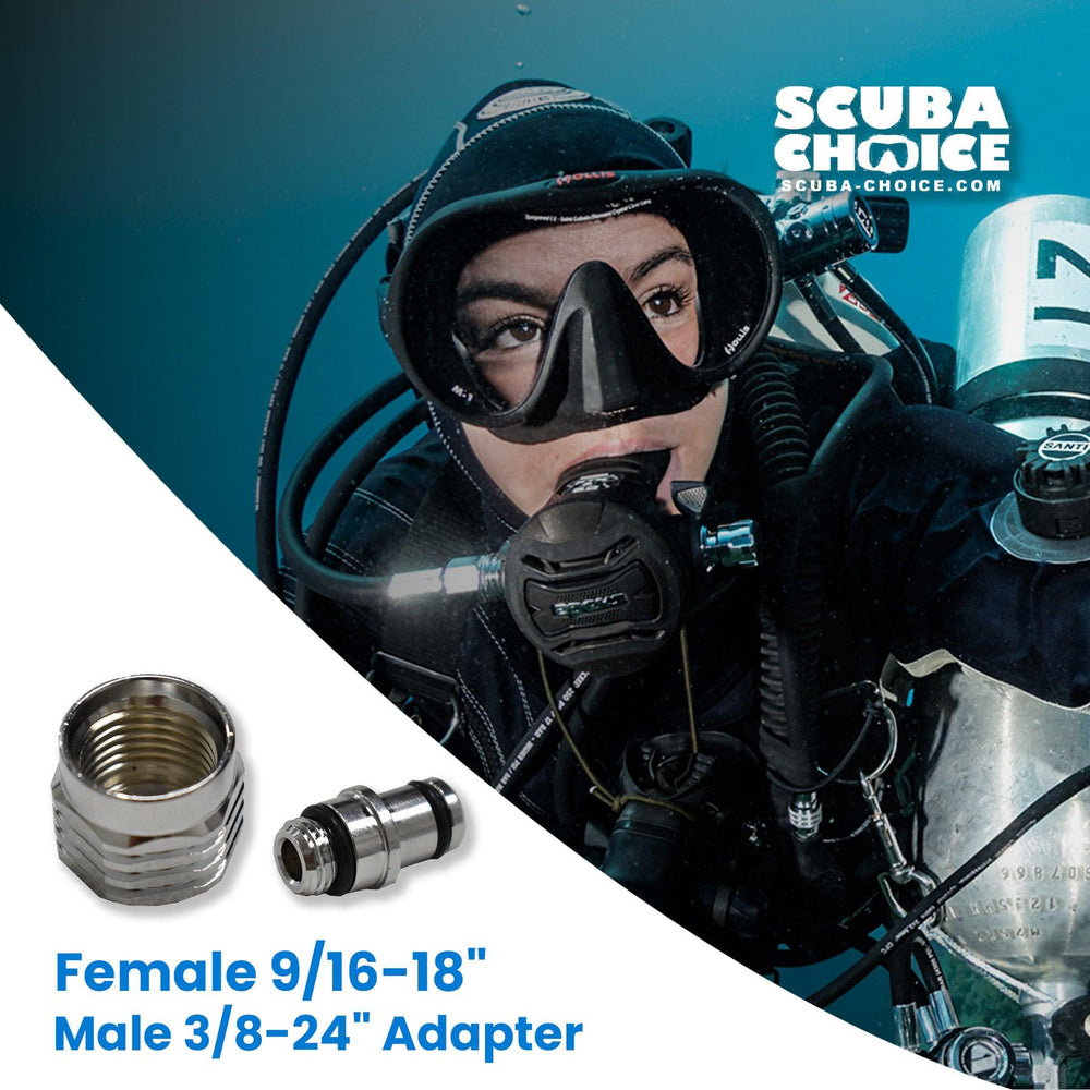 Scuba Choice Female 9/16-18" to Male 3/8-24" Adapter - Scuba Choice