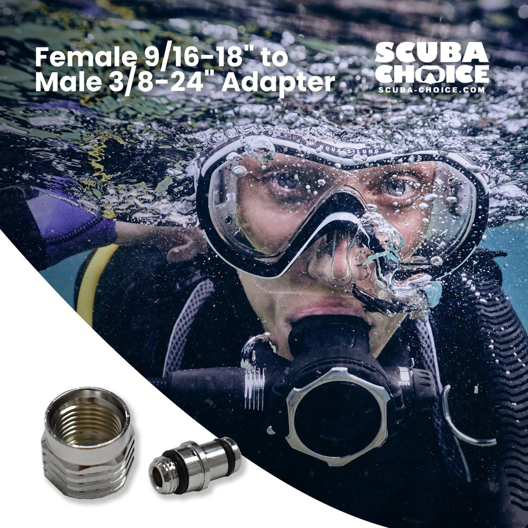 Scuba Choice Female 9/16-18" to Male 3/8-24" Adapter - Scuba Choice