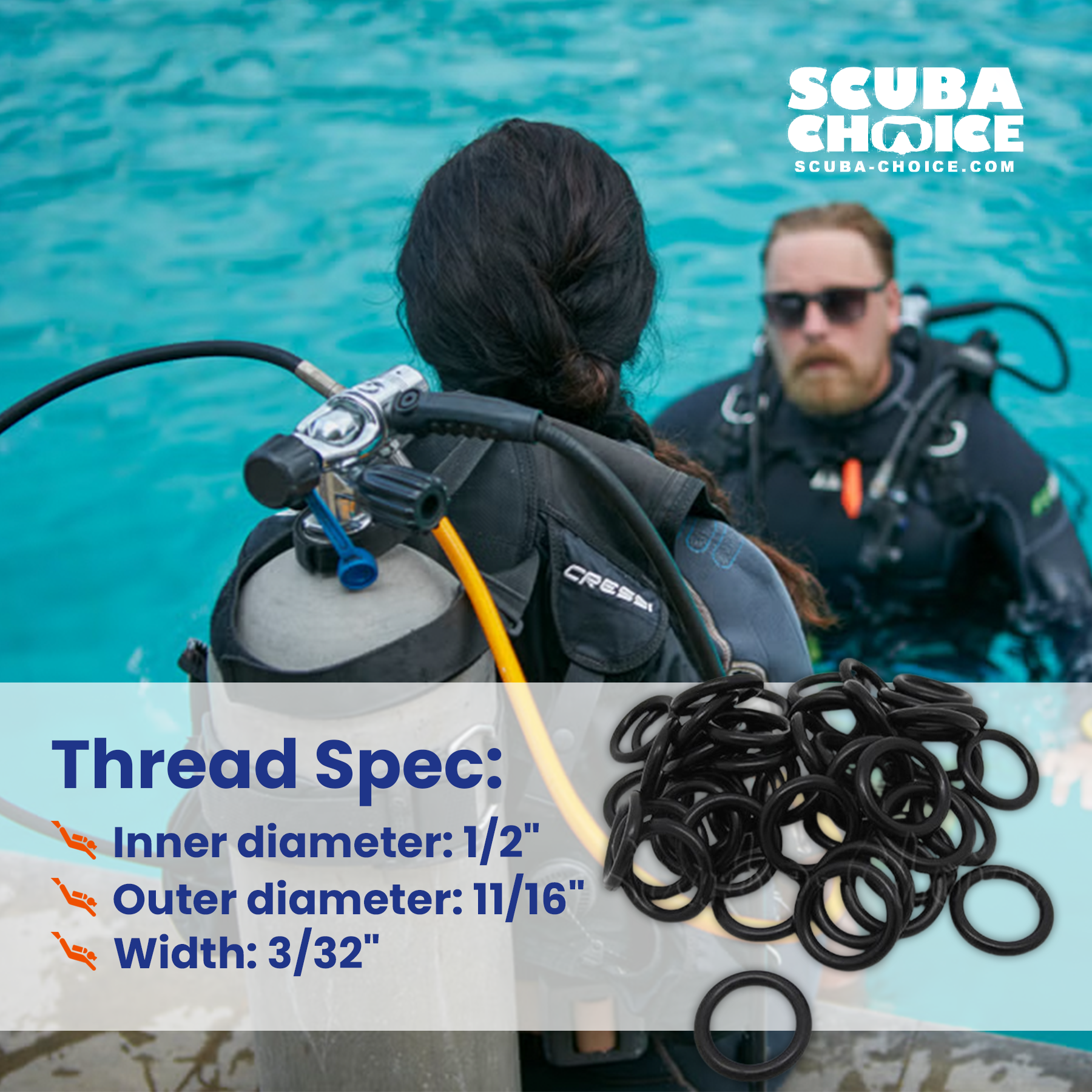 Scuba Diving Dive NBR Nitrile Rubber 1/2" O-Rings 50pc Pack AS-568-112