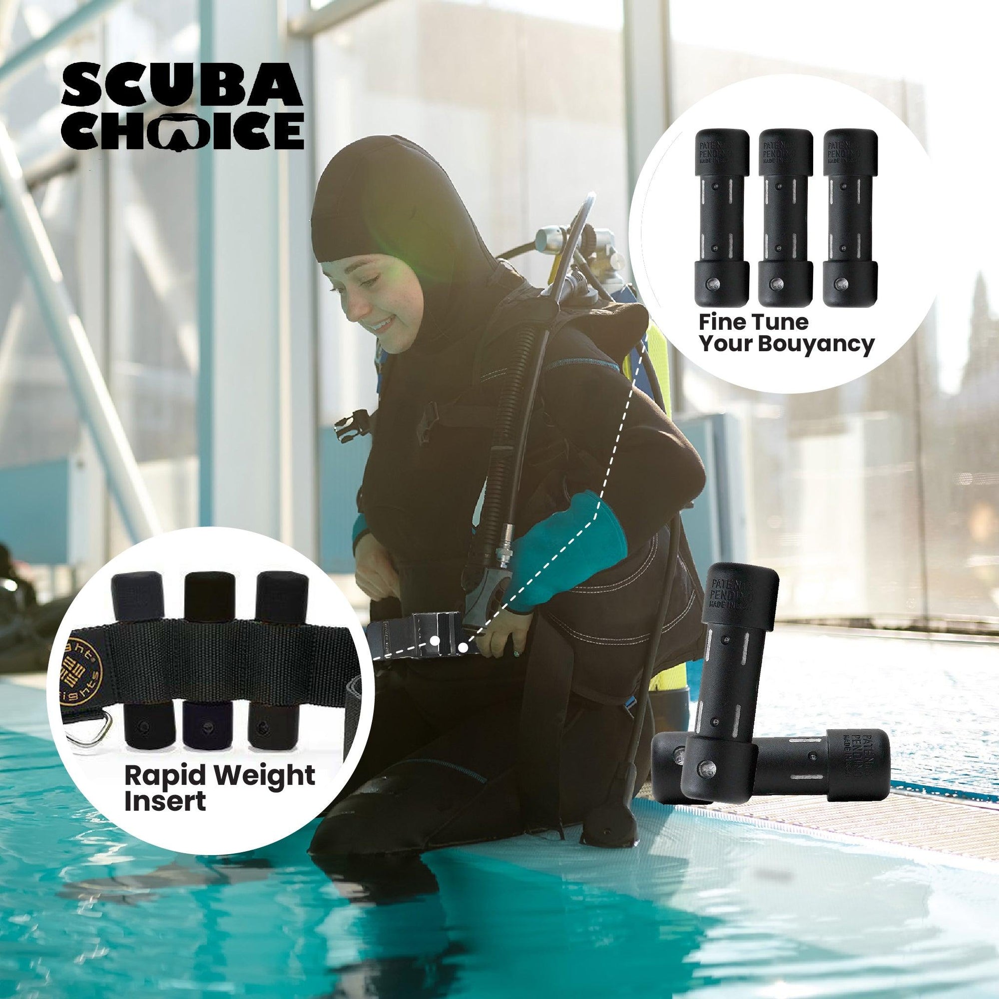 Scuba Diving Black Weight Belt w/4PCs Black Slug Weights Set - Scuba Choice