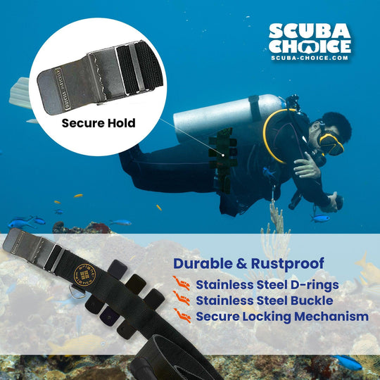 Scuba Diving Black Weight Belt w/4PCs Black Slug Weights Set - Scuba Choice