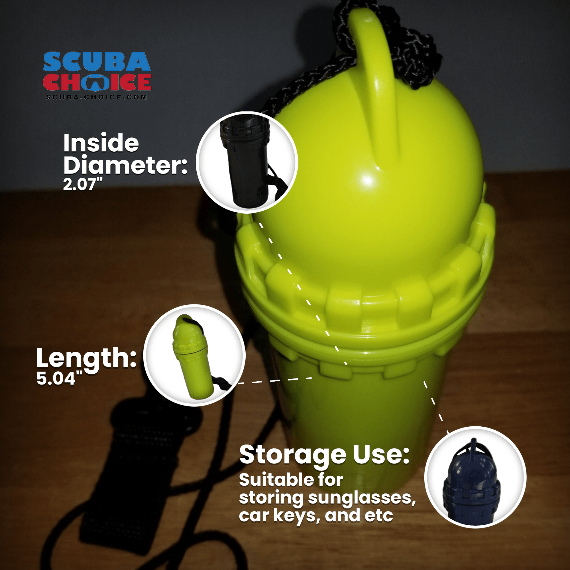 Scuba Diving Snorkeling Waterproof Cylindrical Dry Box with Clip - Scuba Choice