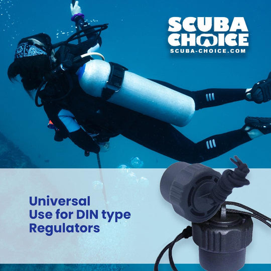 Scuba Diving Regulator First Stage Dust Cap with attachment string, DIN - Scuba Choice