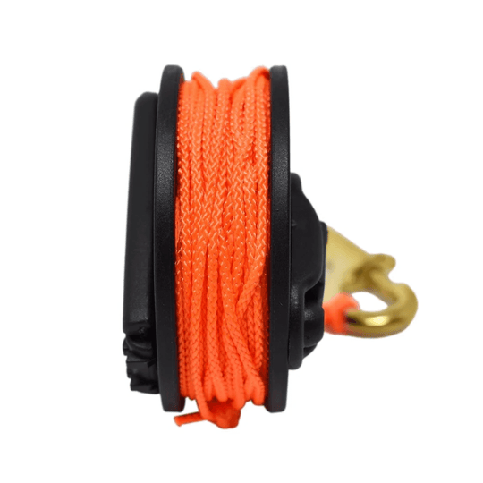 Scuba Diving Compact Finger Spool with Plastic Handle 65ft - Orange Line - Scuba Choice