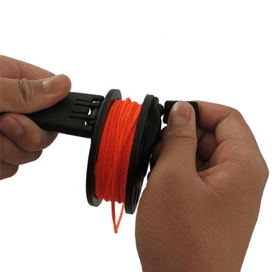 Scuba Diving Compact Finger Spool with Plastic Handle 65ft - Orange Line - Scuba Choice